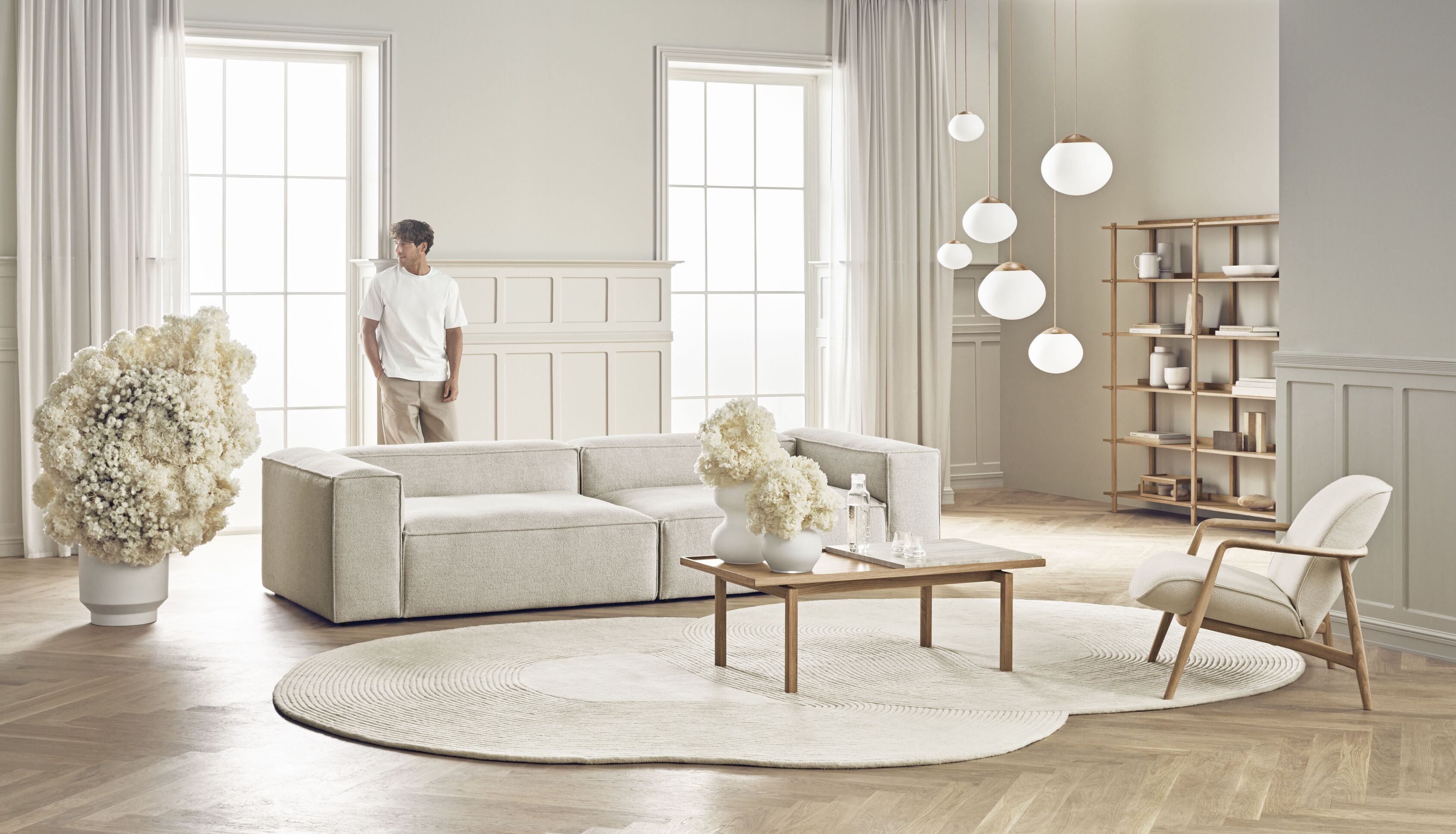 Ovaler Teppich ZEN SHAPED cremefarben