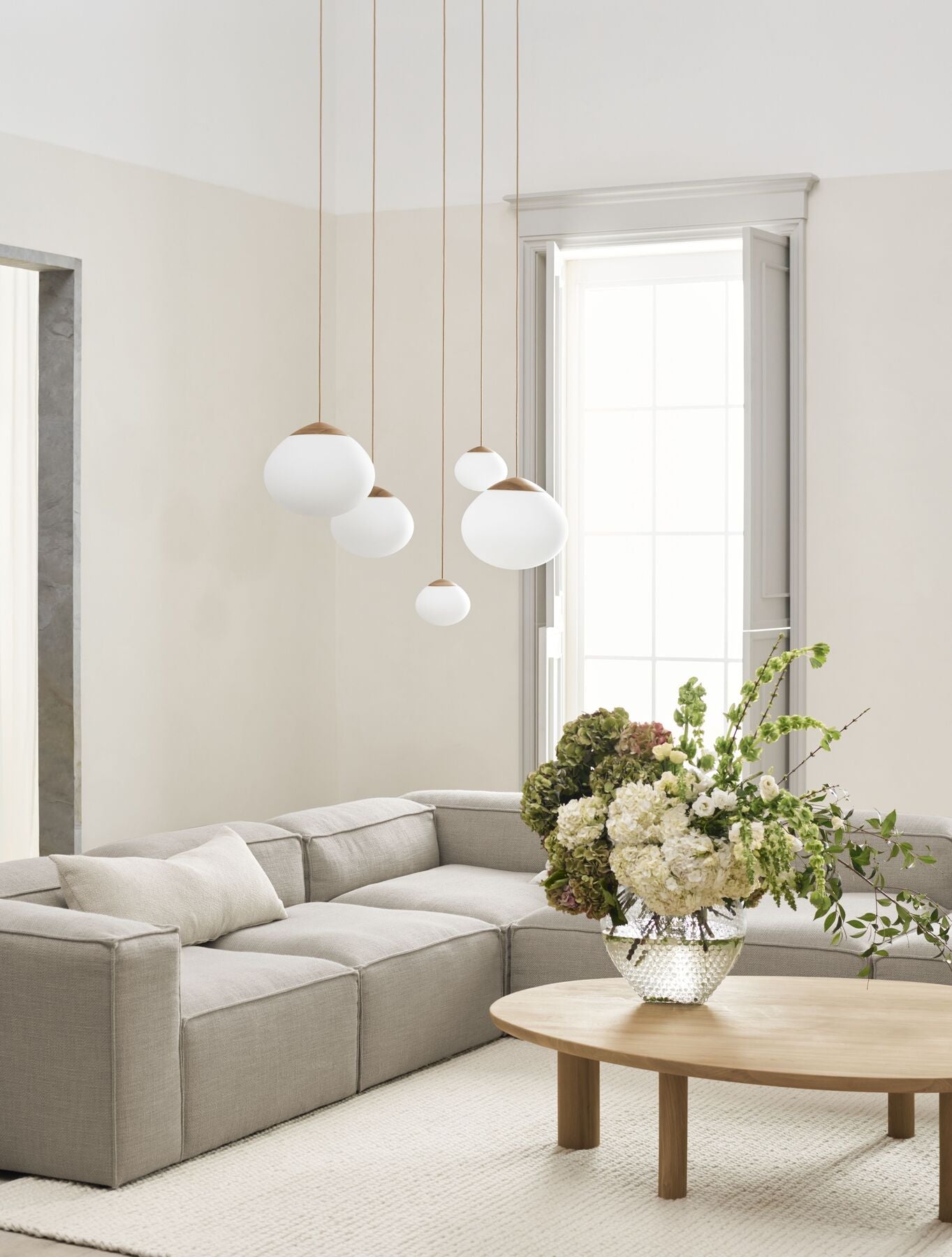 Links 4-module hoekbank COSIMA gestoffeerd