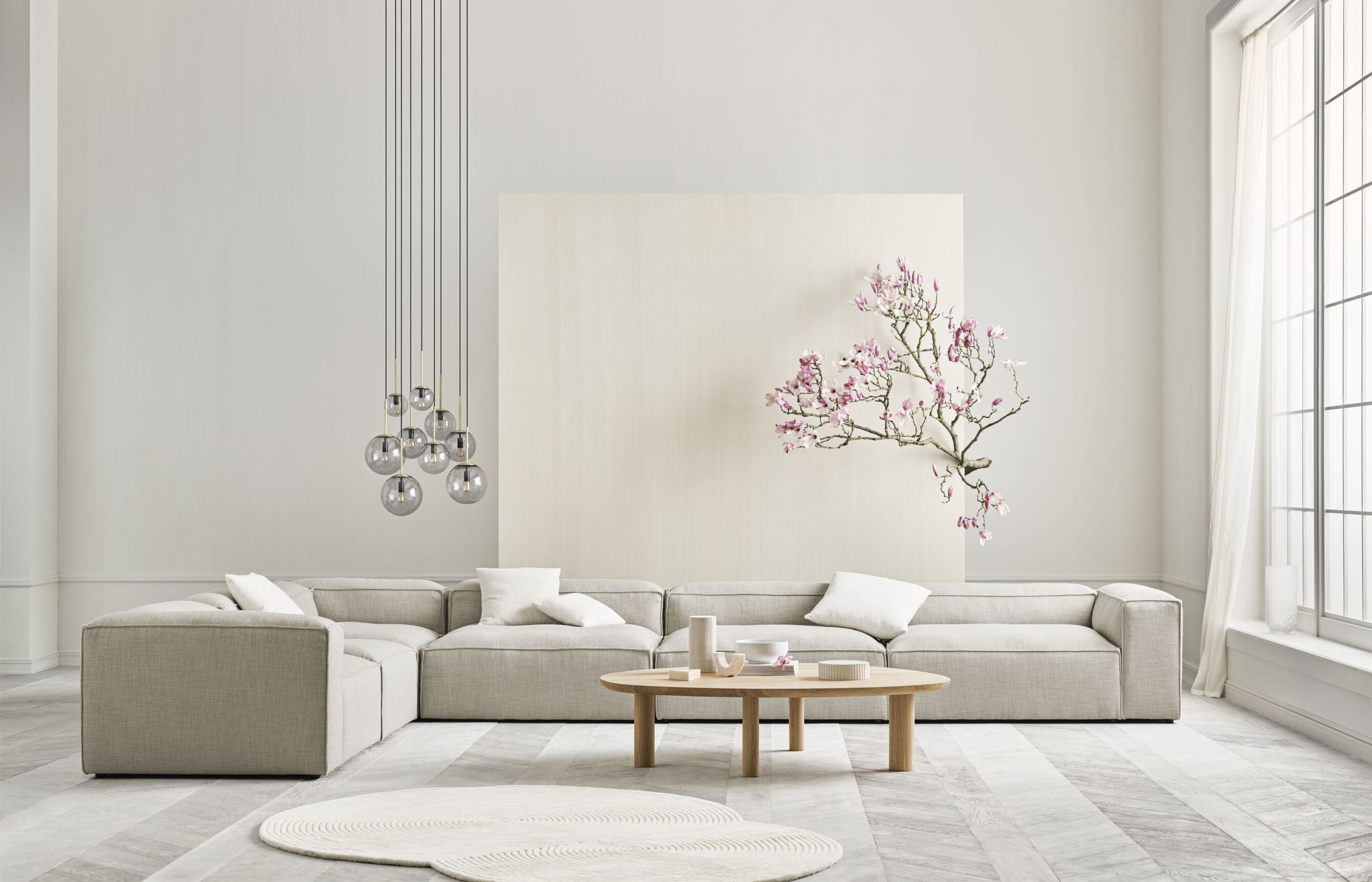 Modulaire bank COSIMA - rechtszijdige chaise longue gestoffeerd