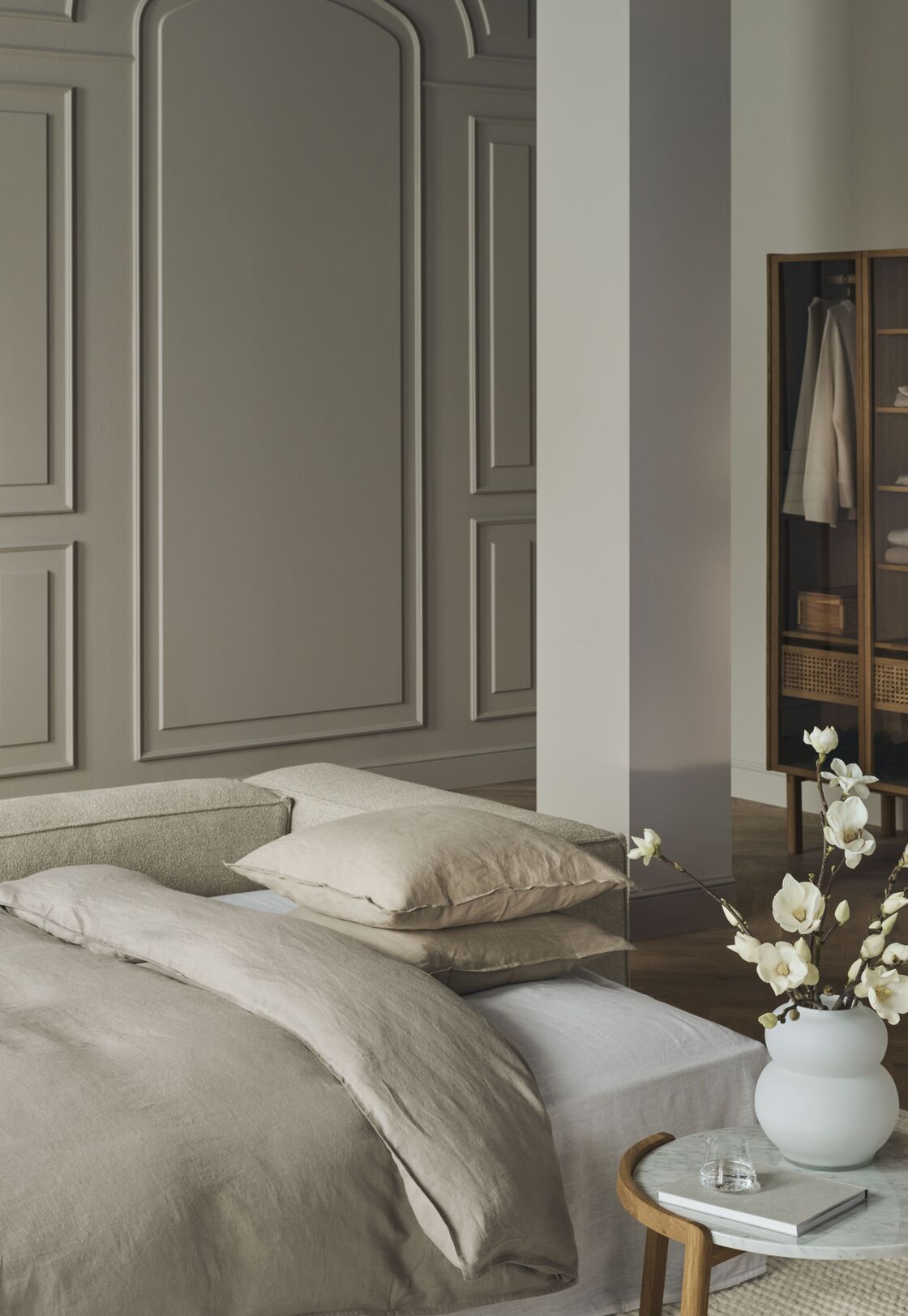 RECHTEN -SANDED COIMA -BED POLSTERED -Ecke