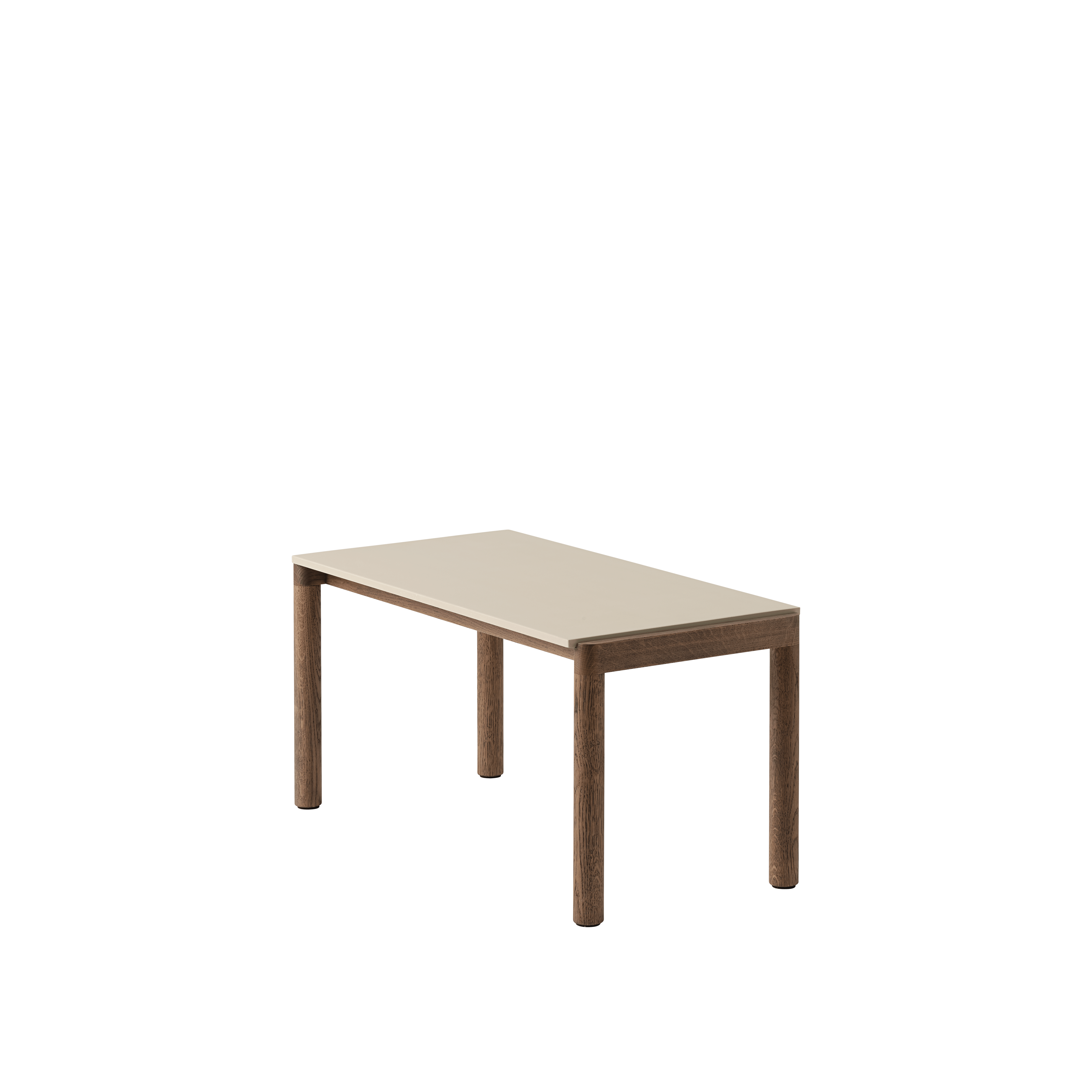 Salontafel COUPLE zandkleurig met een donkere eiken basis