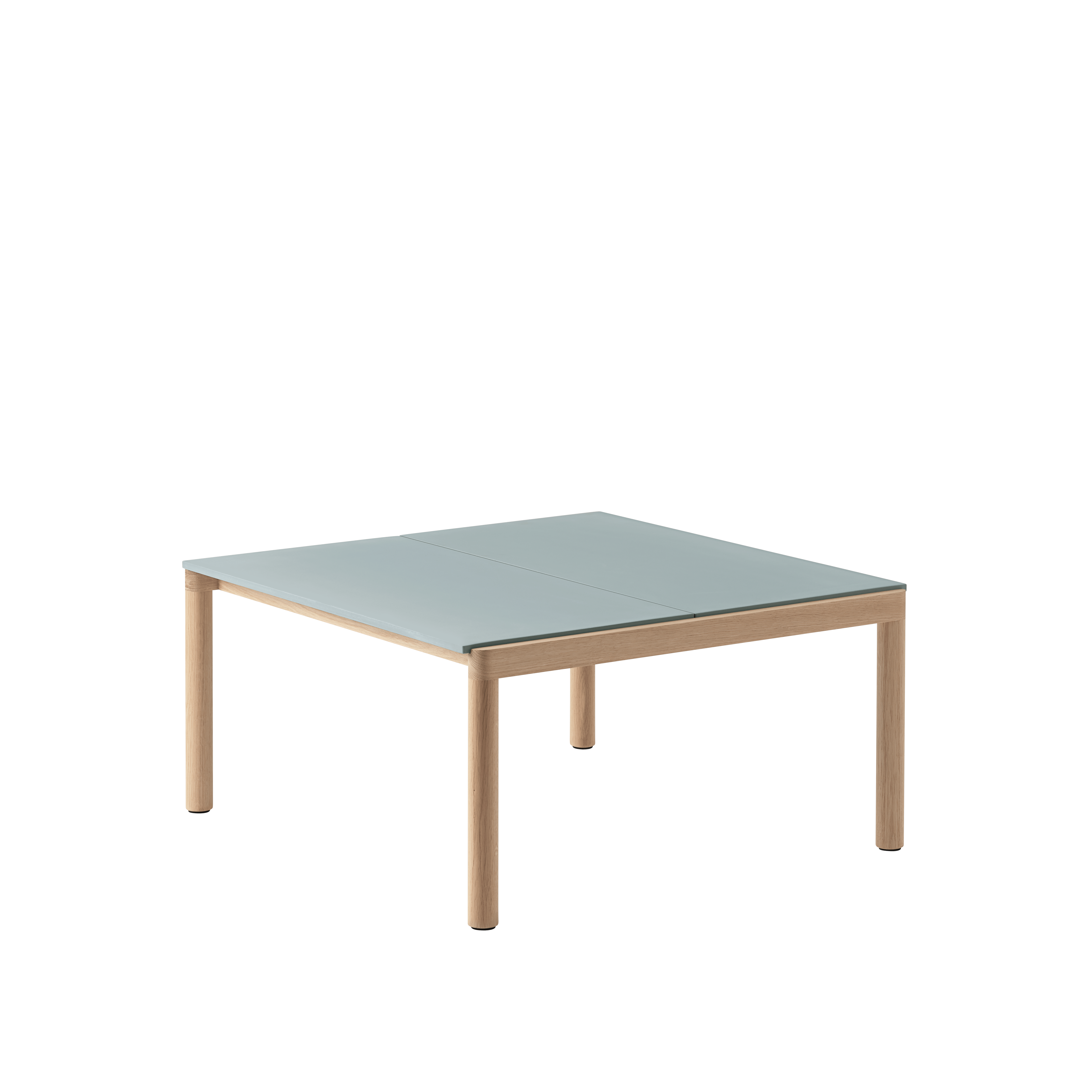 Salontafel COUPLE lichtblauw met eiken basis