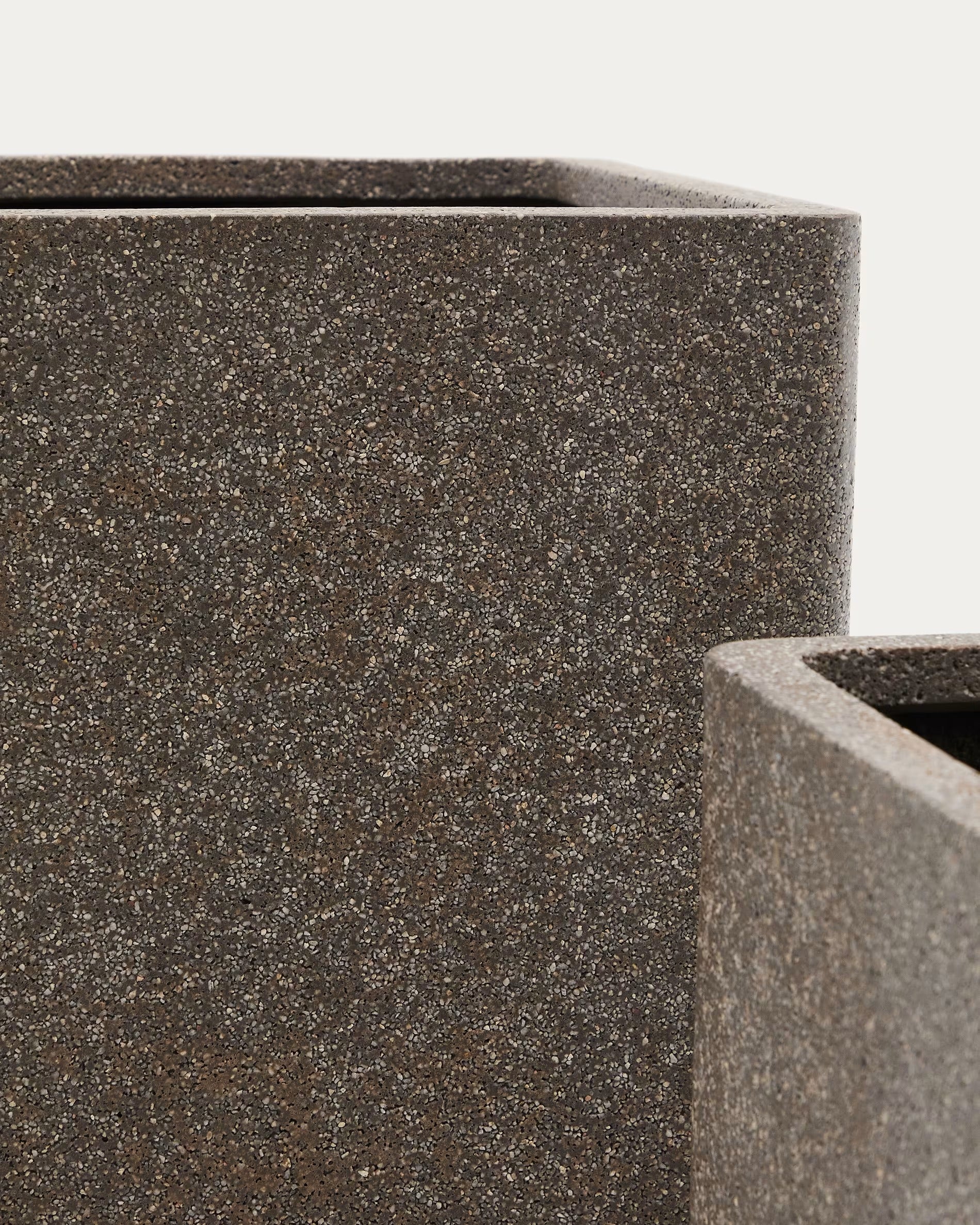 Hoge bloempotten set MINOA bruin polycement