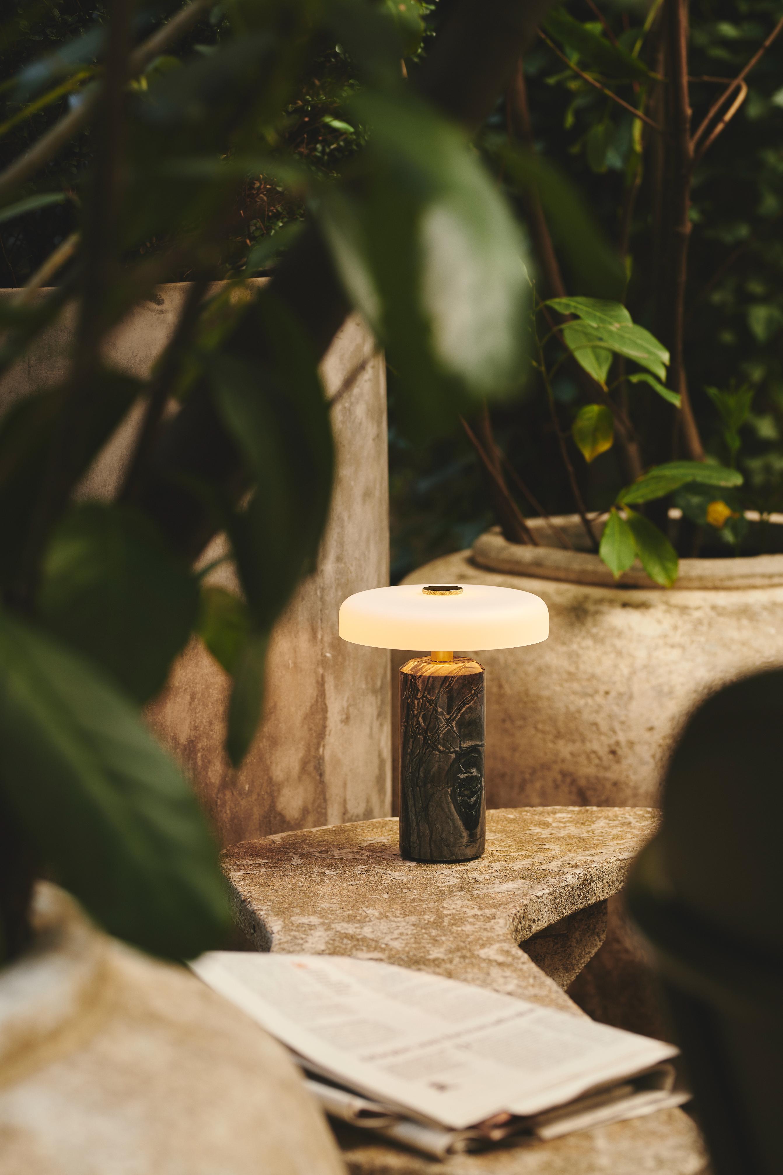 Portable lamp TRIP black marble with milky white glass