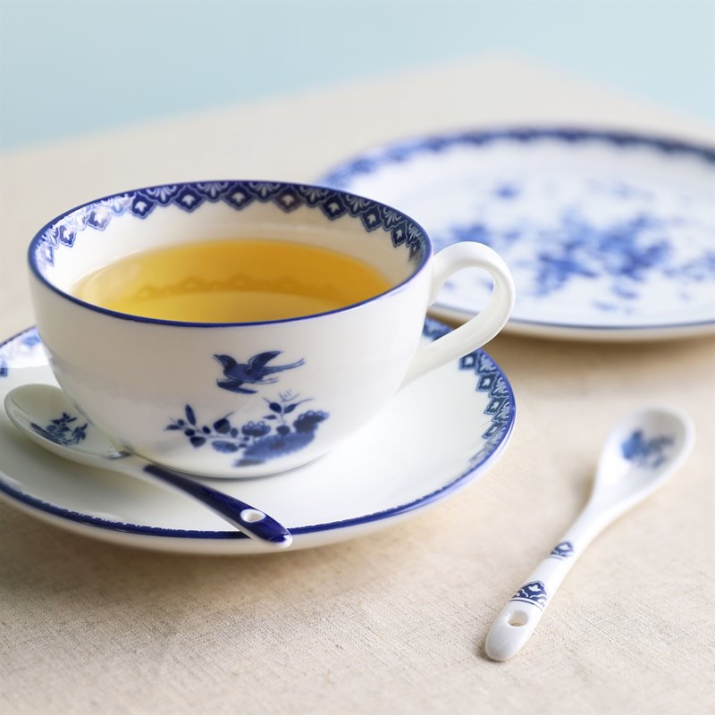 Set van kopjes met schotels DELFTWARE wit met blauw