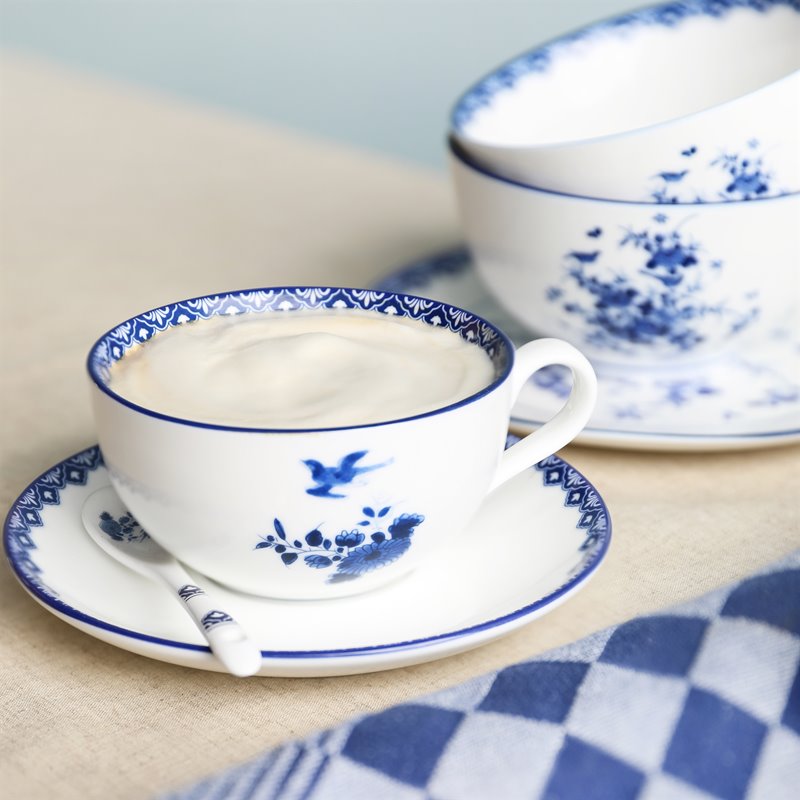 Set van kopjes met schotels DELFTWARE wit met blauw