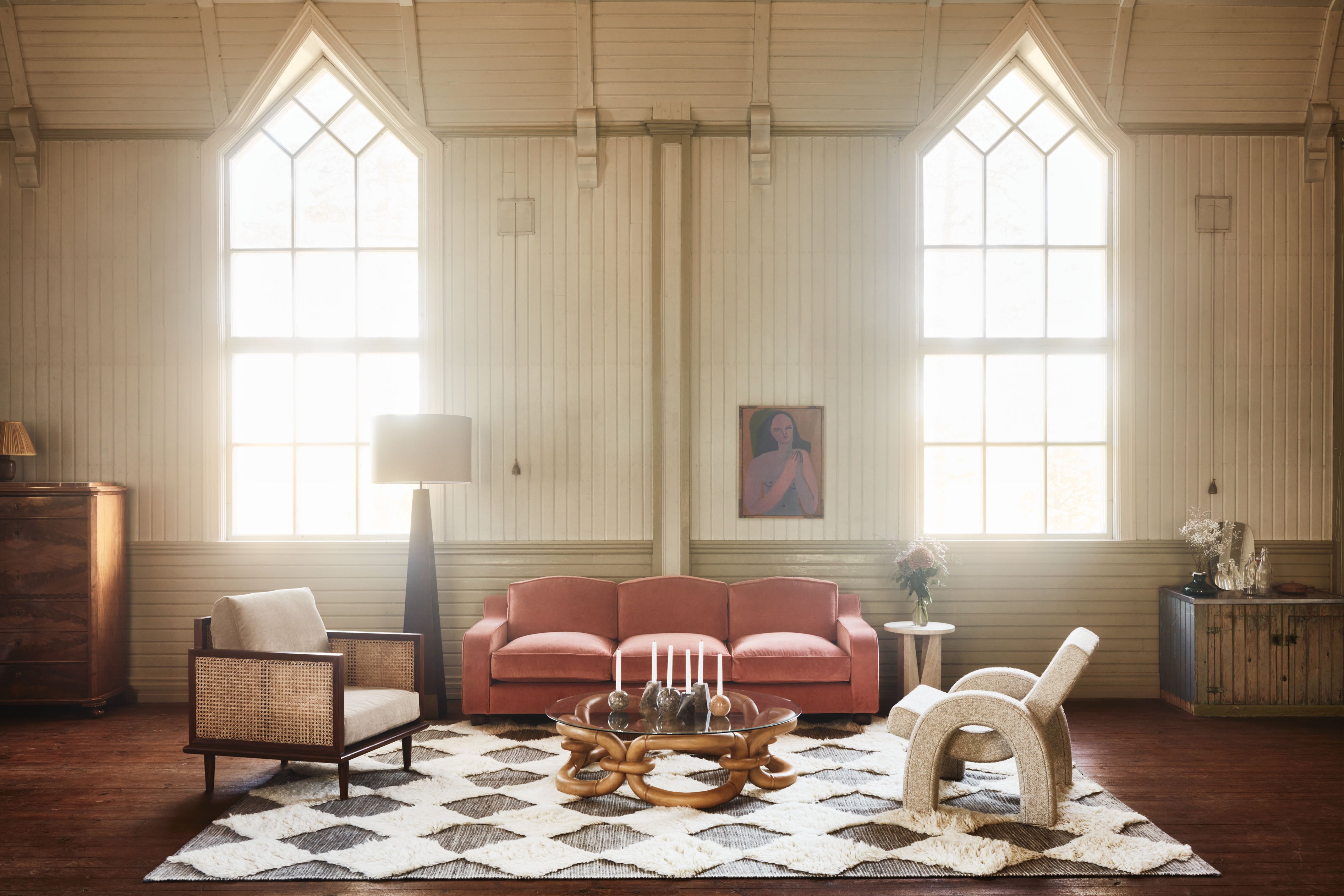 Vloerlamp PYRAMID essenhout