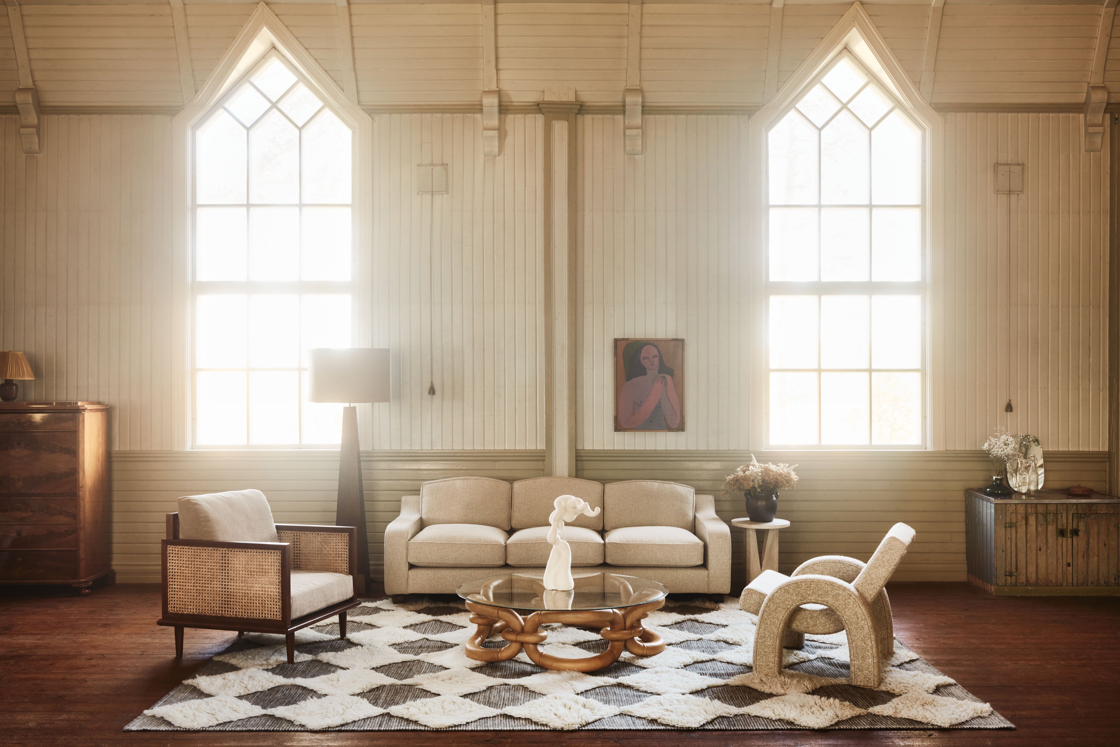 Vloerlamp PYRAMID essenhout