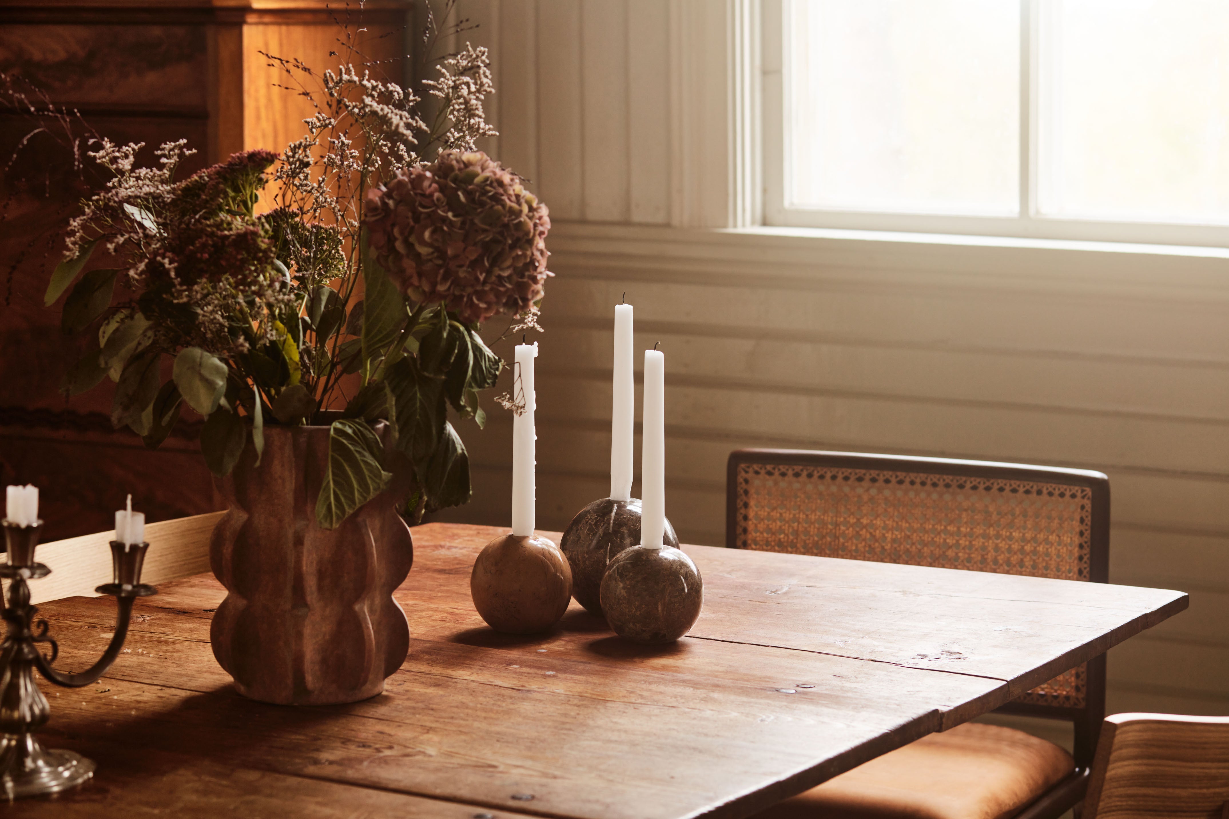 Kaarsenhouder SPHERE oranje marmer