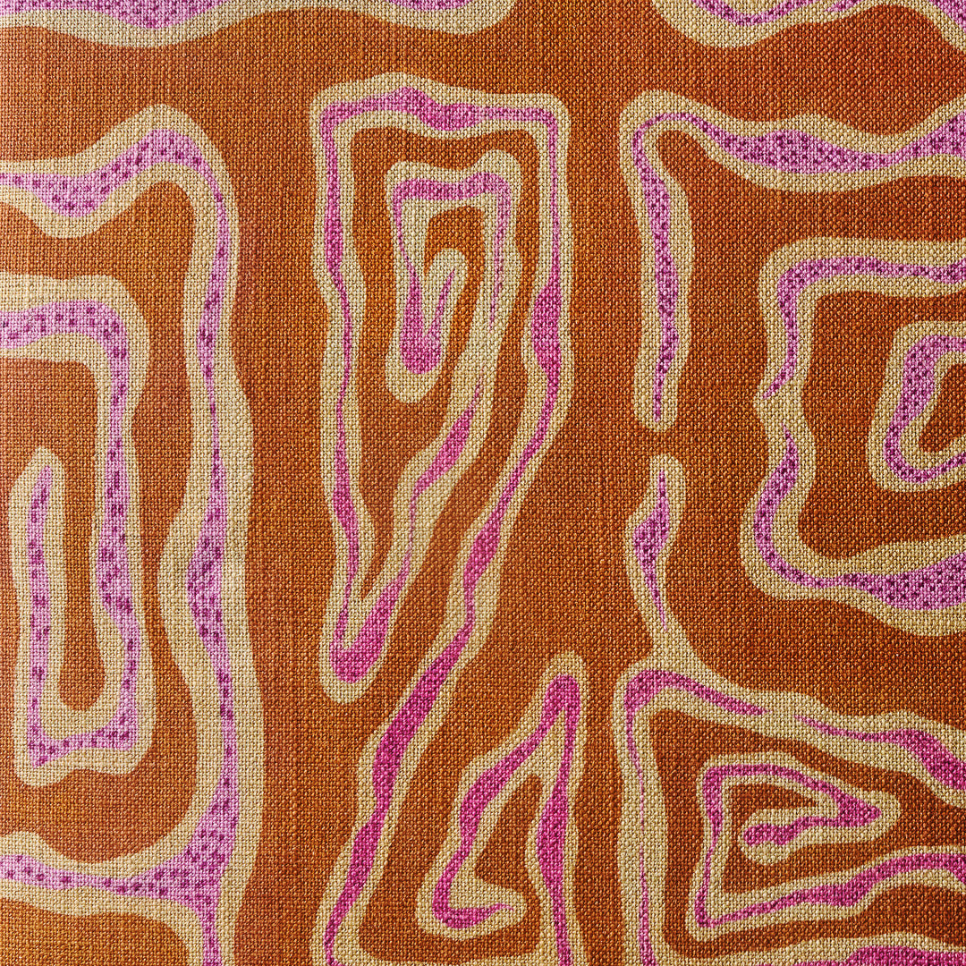 Sofa 3-zits LOLA oranje met beige-roze patroon