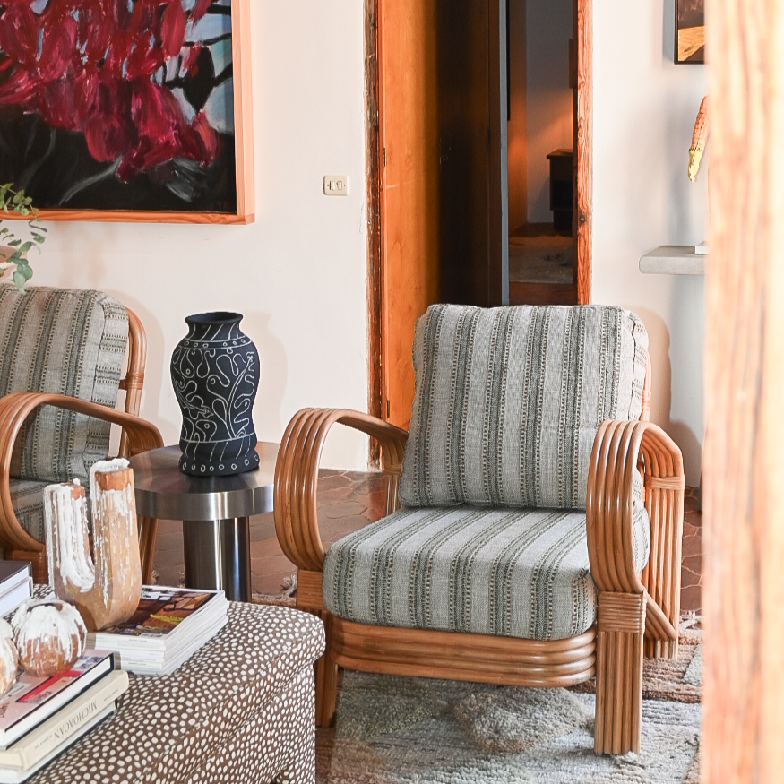 Sessel BAMBOO grün mit gebeiztem Bambus