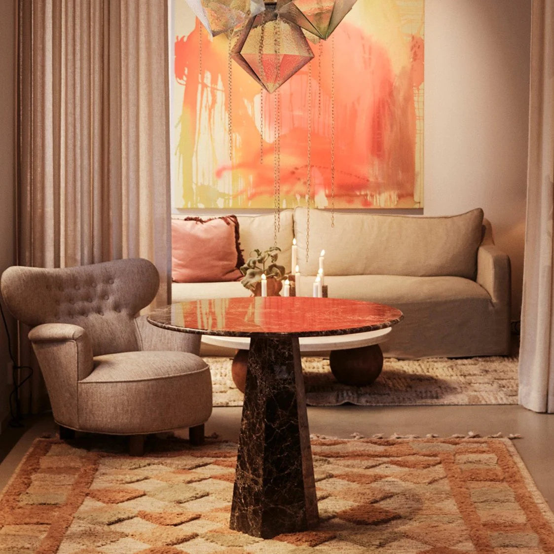 Ronde tafel HEXAGON marmer Emperador