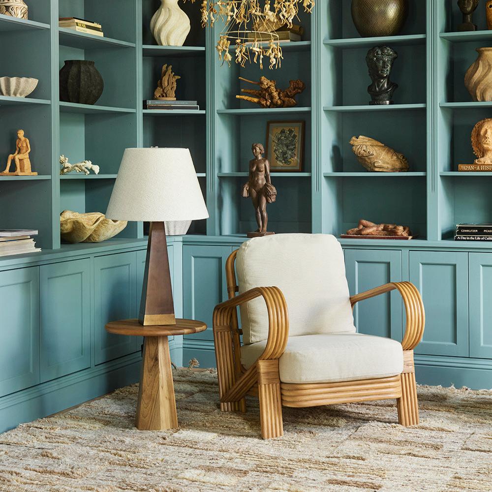 Beige BAMBOO armchair with stained bamboo