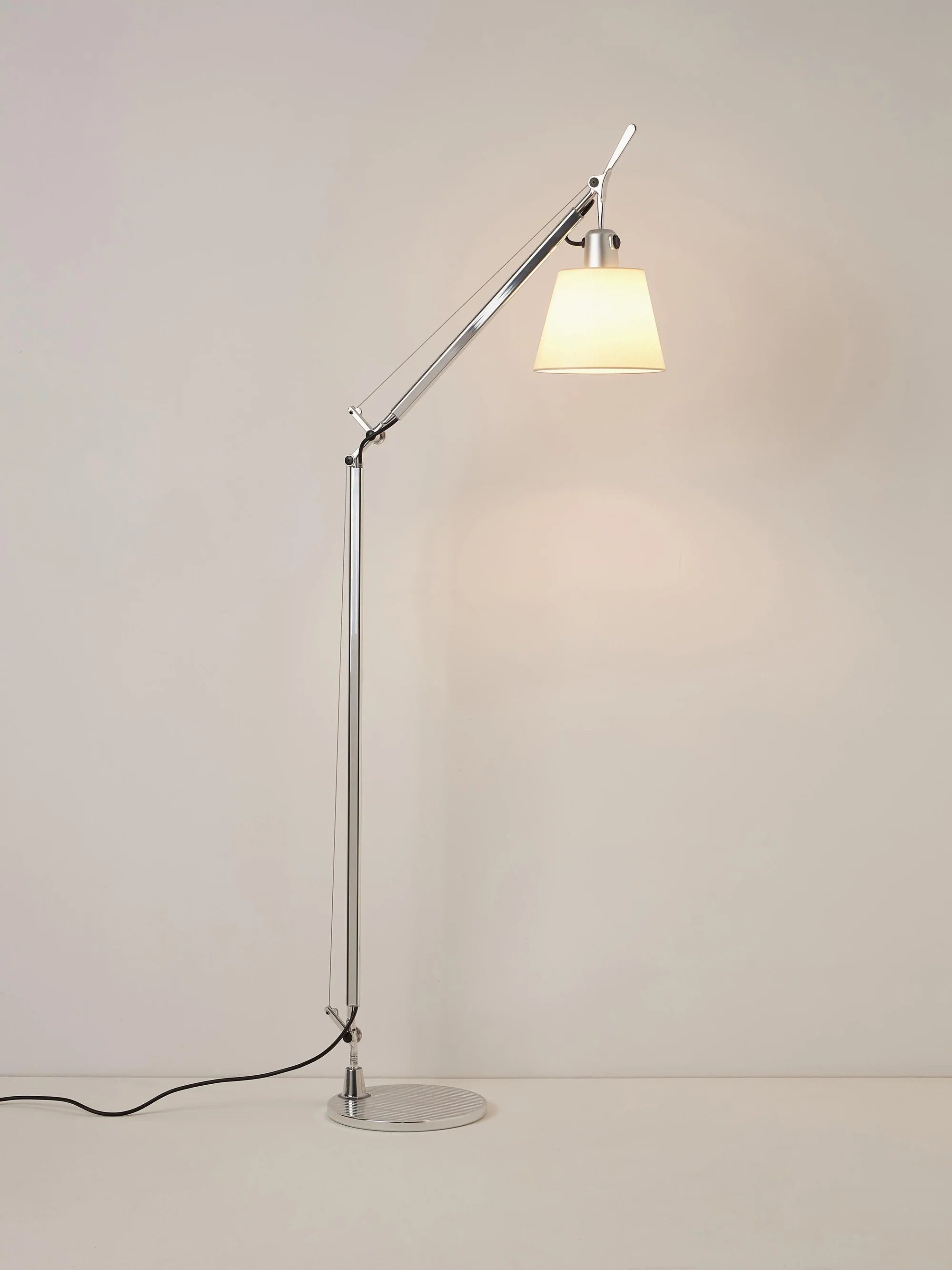 TOLOMEO BASCULANTE Reading Floor Lamp with Parchment Shade and Silver Base