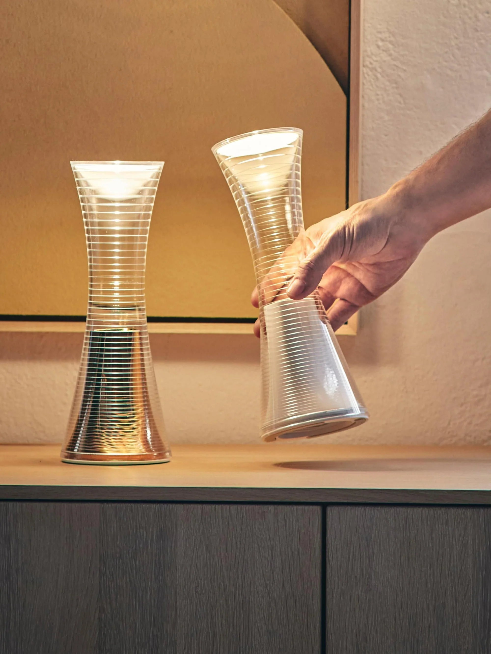 Portable lamp COME TOGETHER transparent with copper