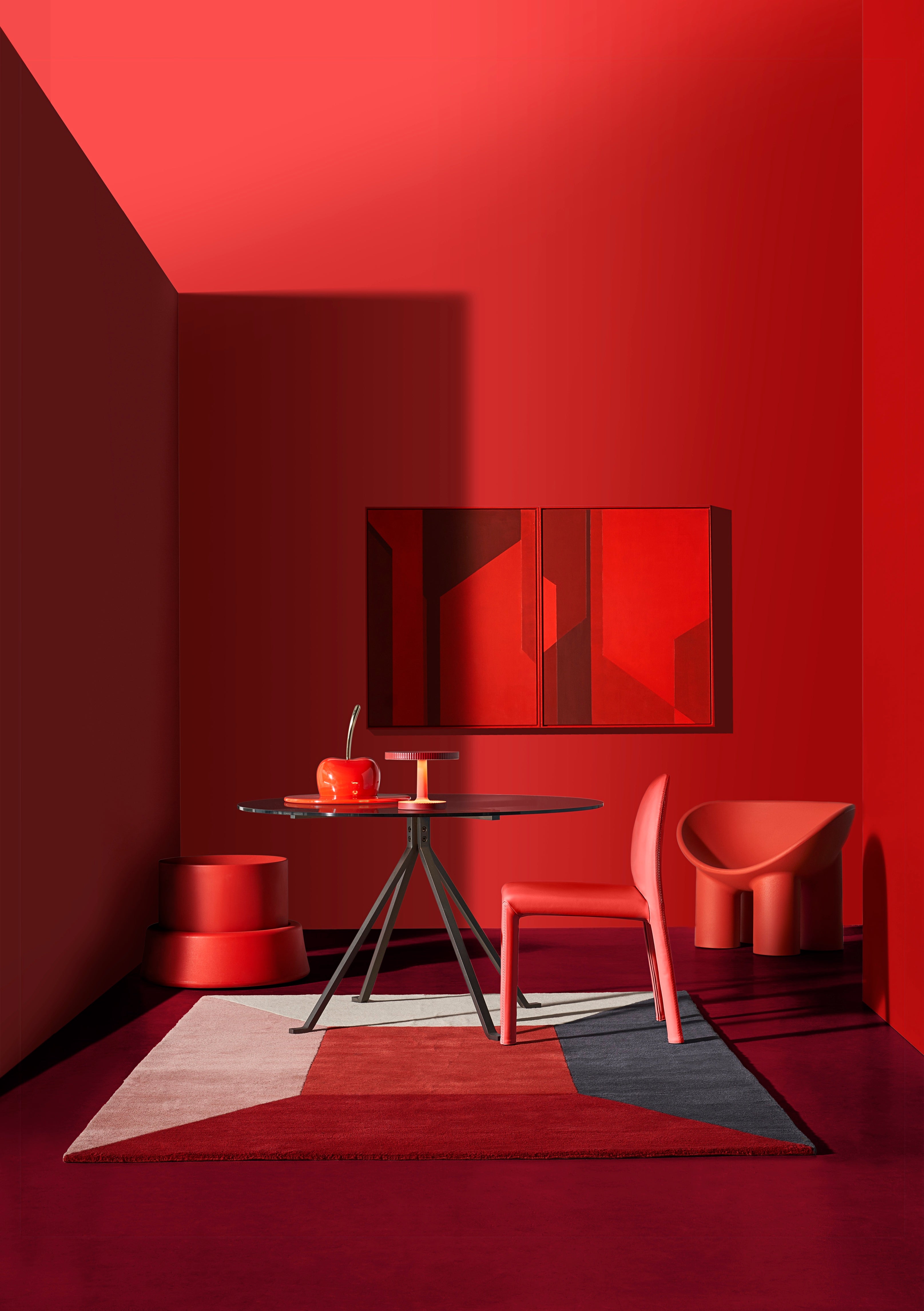 Cudino -Glas -Tisch mit einer schwarzen Basis