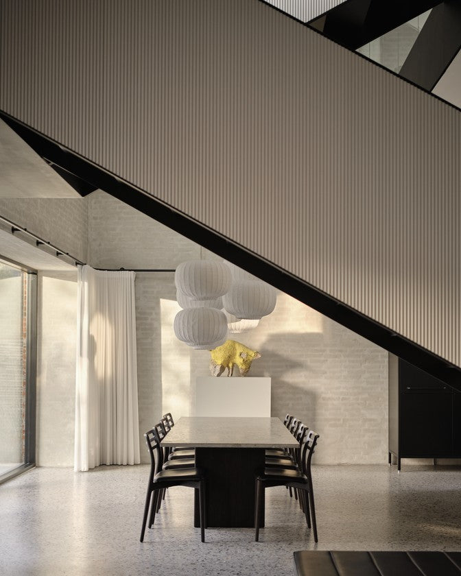 CABIN Table with Gray Limestone Top and Dark Oak Base