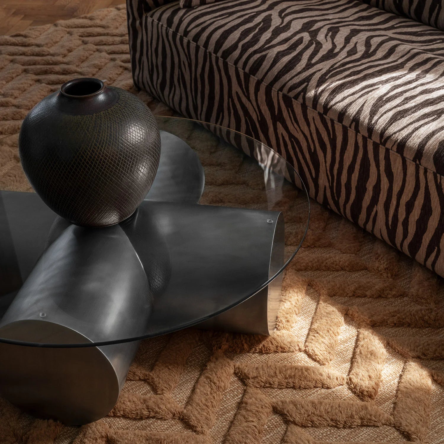 Vloerkleed HERRINGBONE bruin