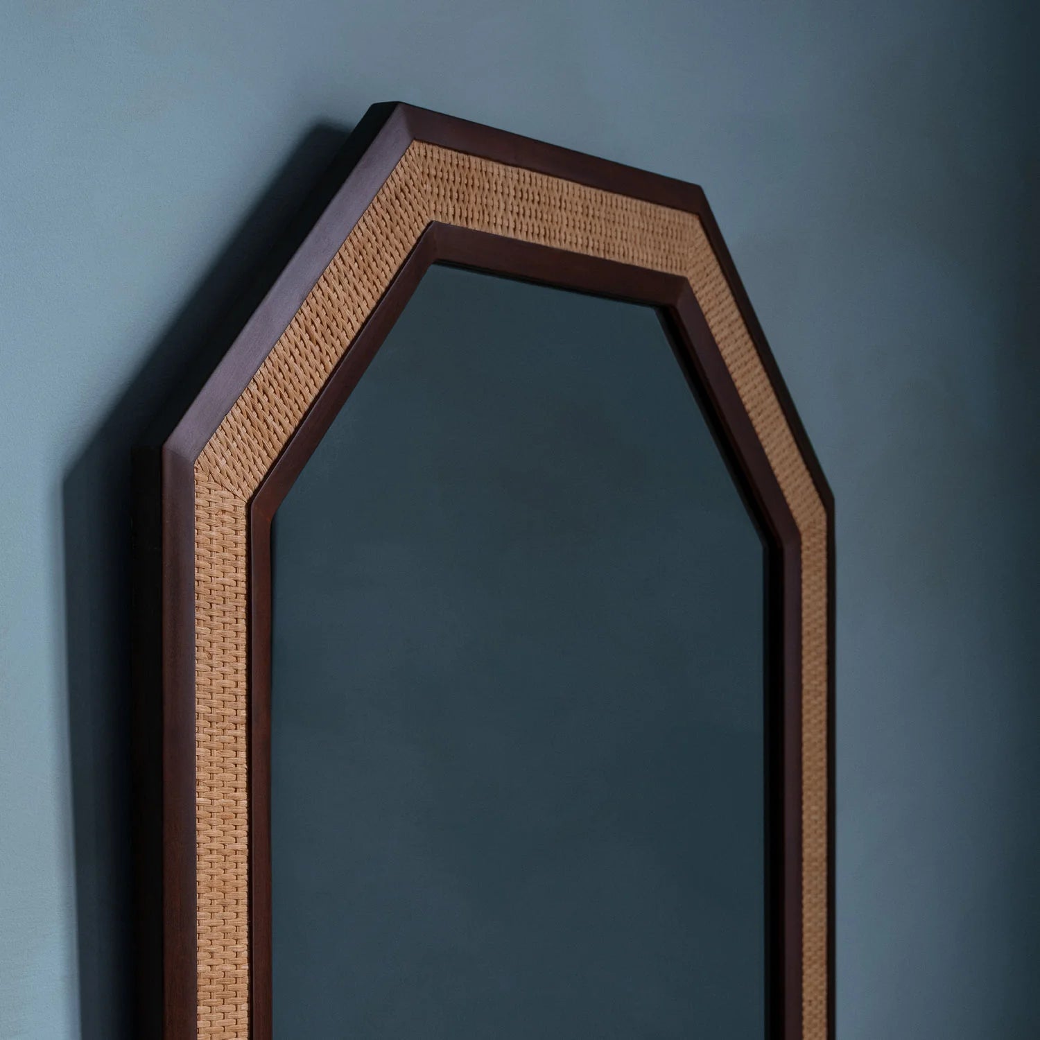 RATTAN Mirror Mahogany and Rattan