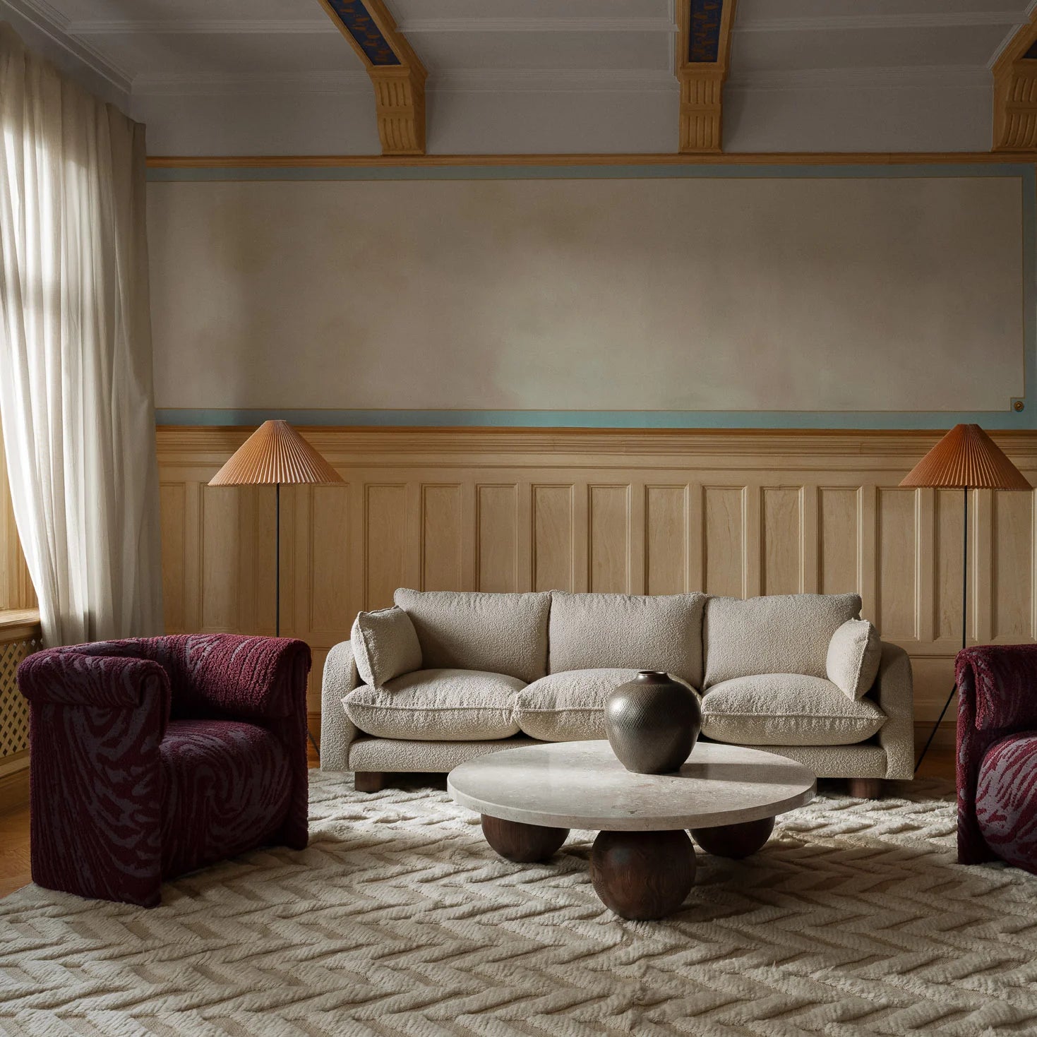 Sofa 3-sitzig MILES beige Boucle