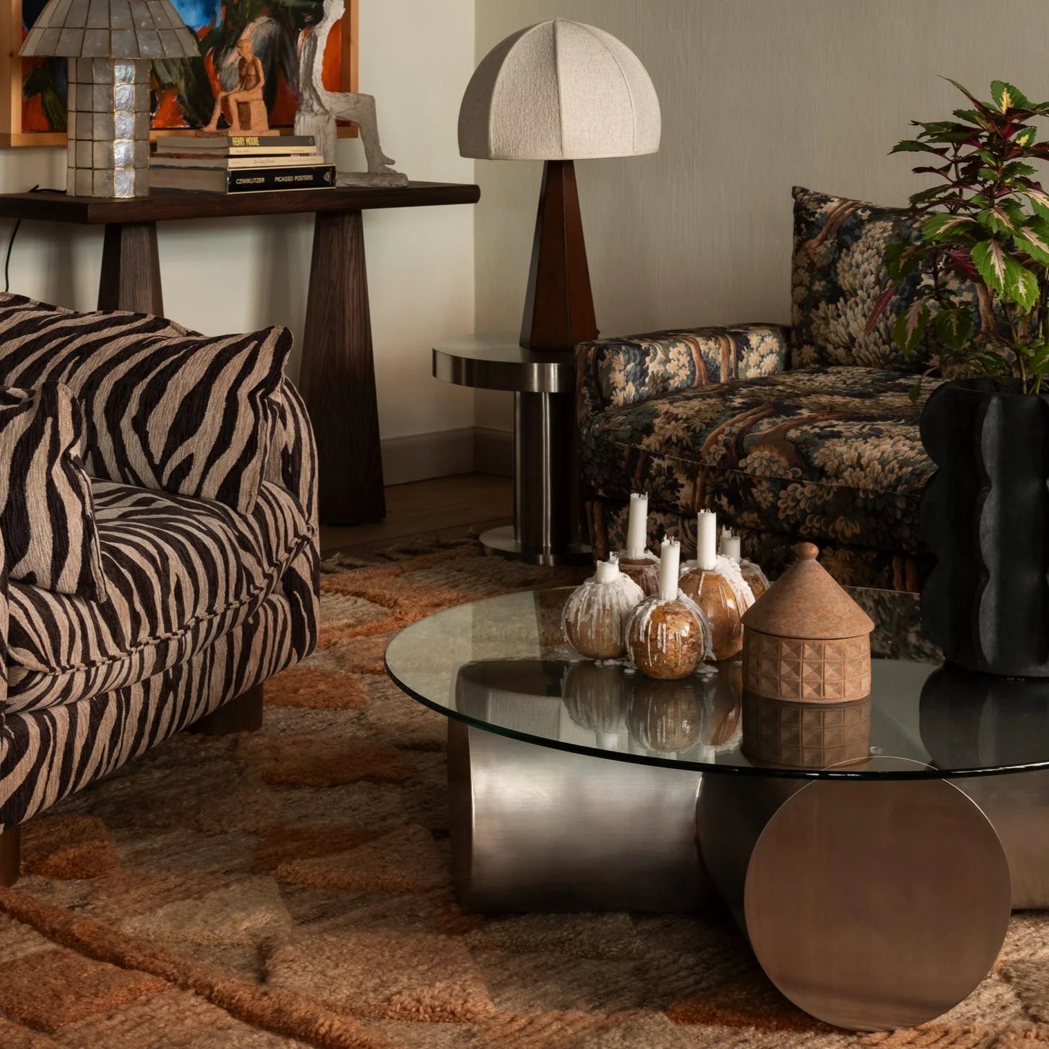 Kaarsenhouder SPHERE oranje marmer