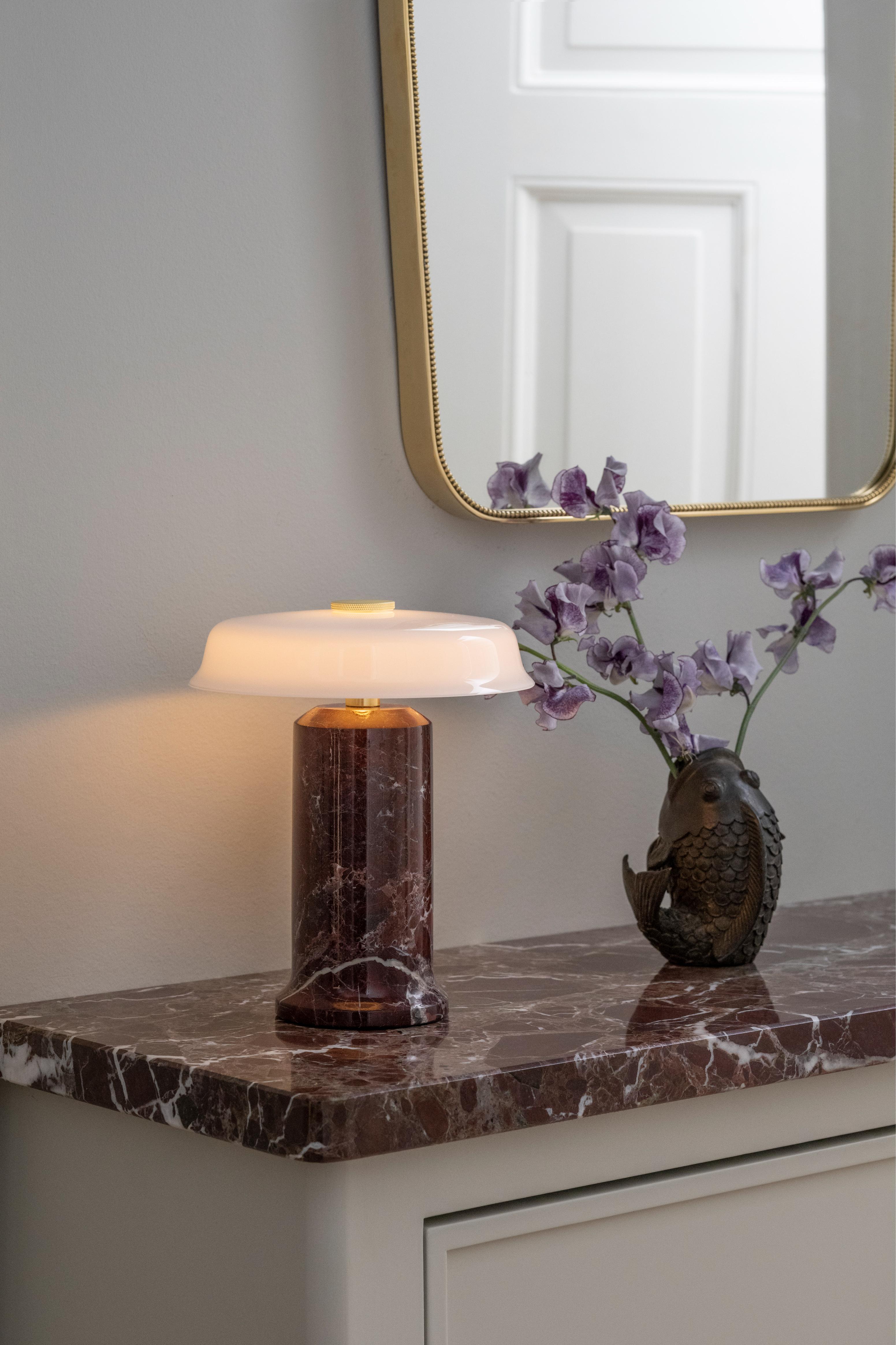 Draagbare lamp TRIP NO. 2 grijs marmer met gerookt glas