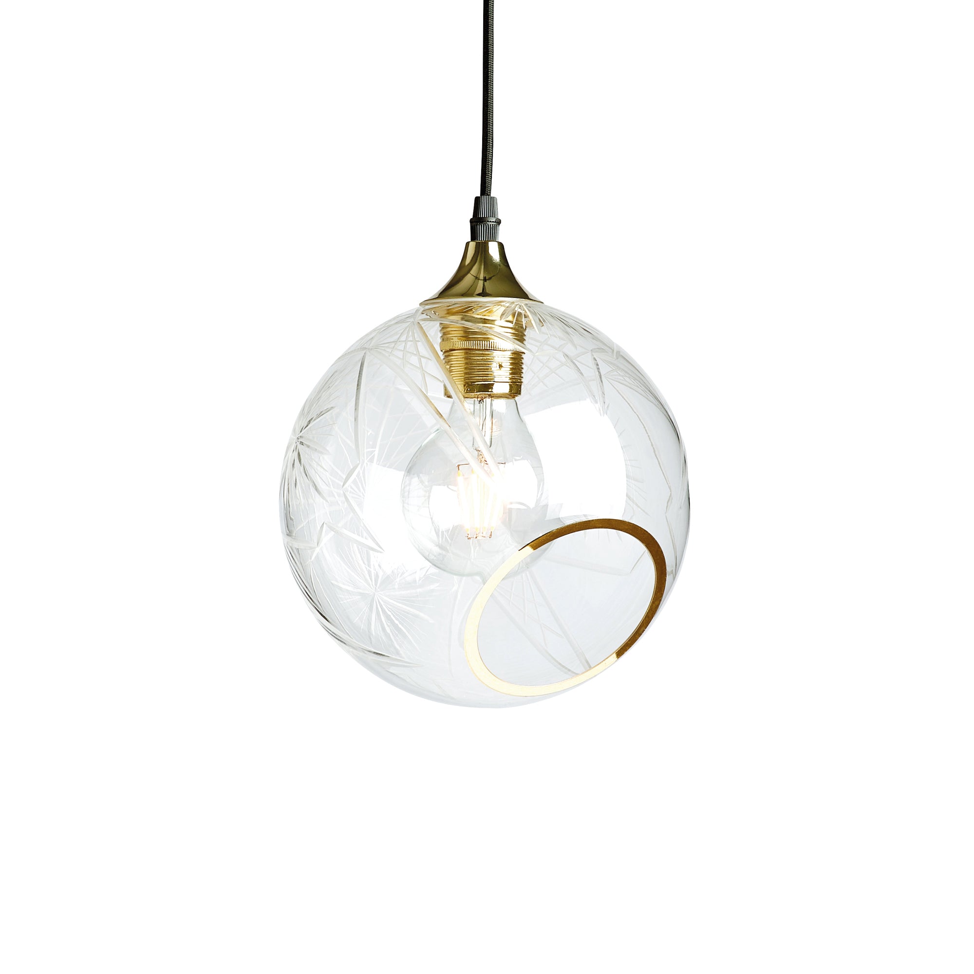 BALLROOM DIAMOND transparent pendant lamp with gold finish