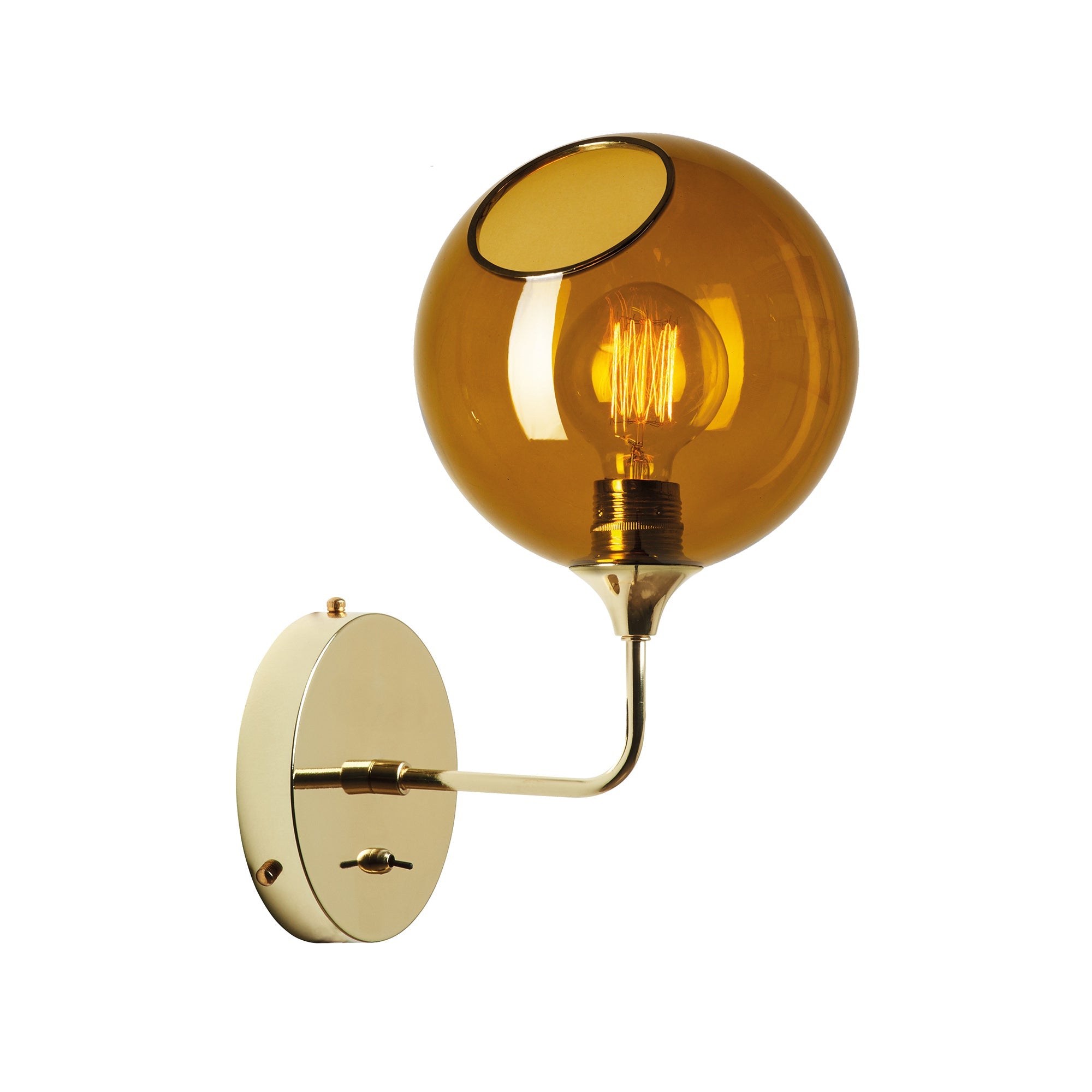 BALLROOM wall lamp amber glass with a gold base