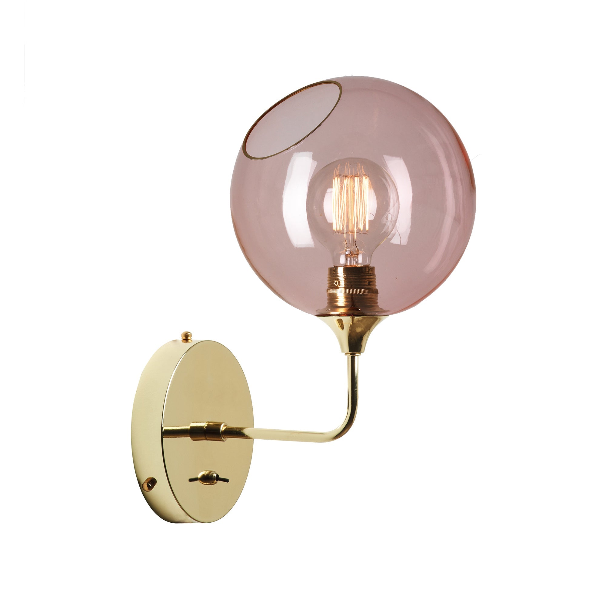 Wandlamp BALLROOM roze glas met gouden voet