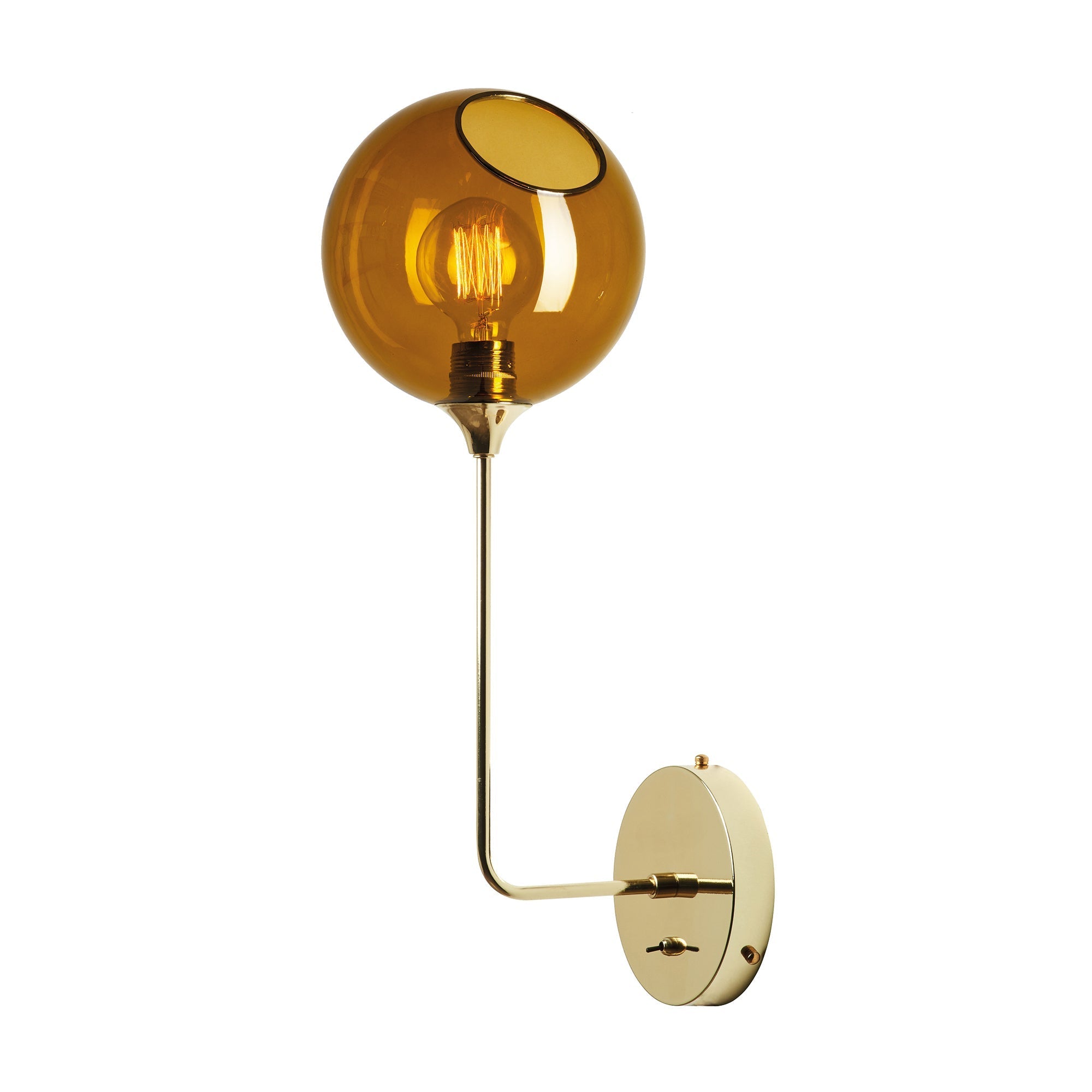 BALLROOM wall lamp amber glass with a gold base