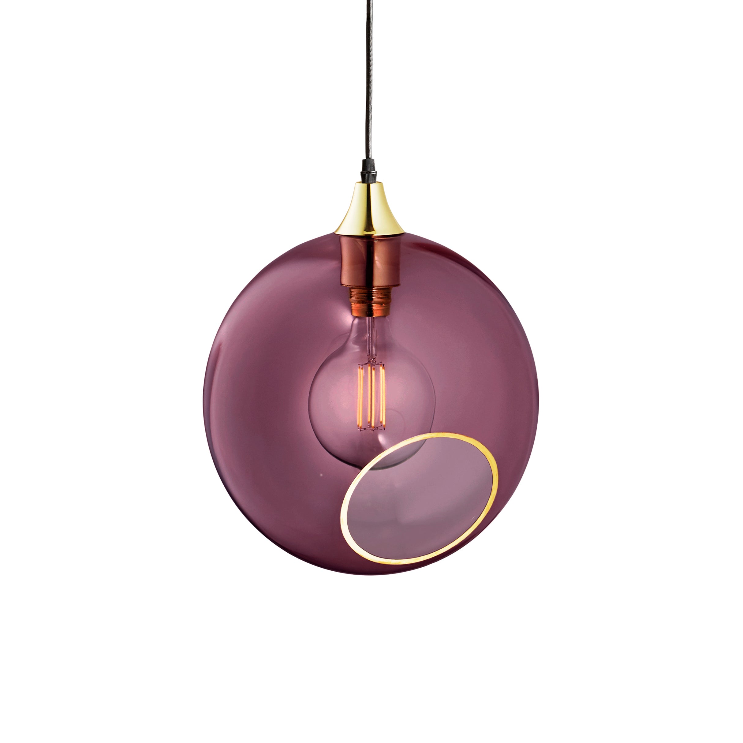 BALLROOM pendant lamp in plum with gold finish
