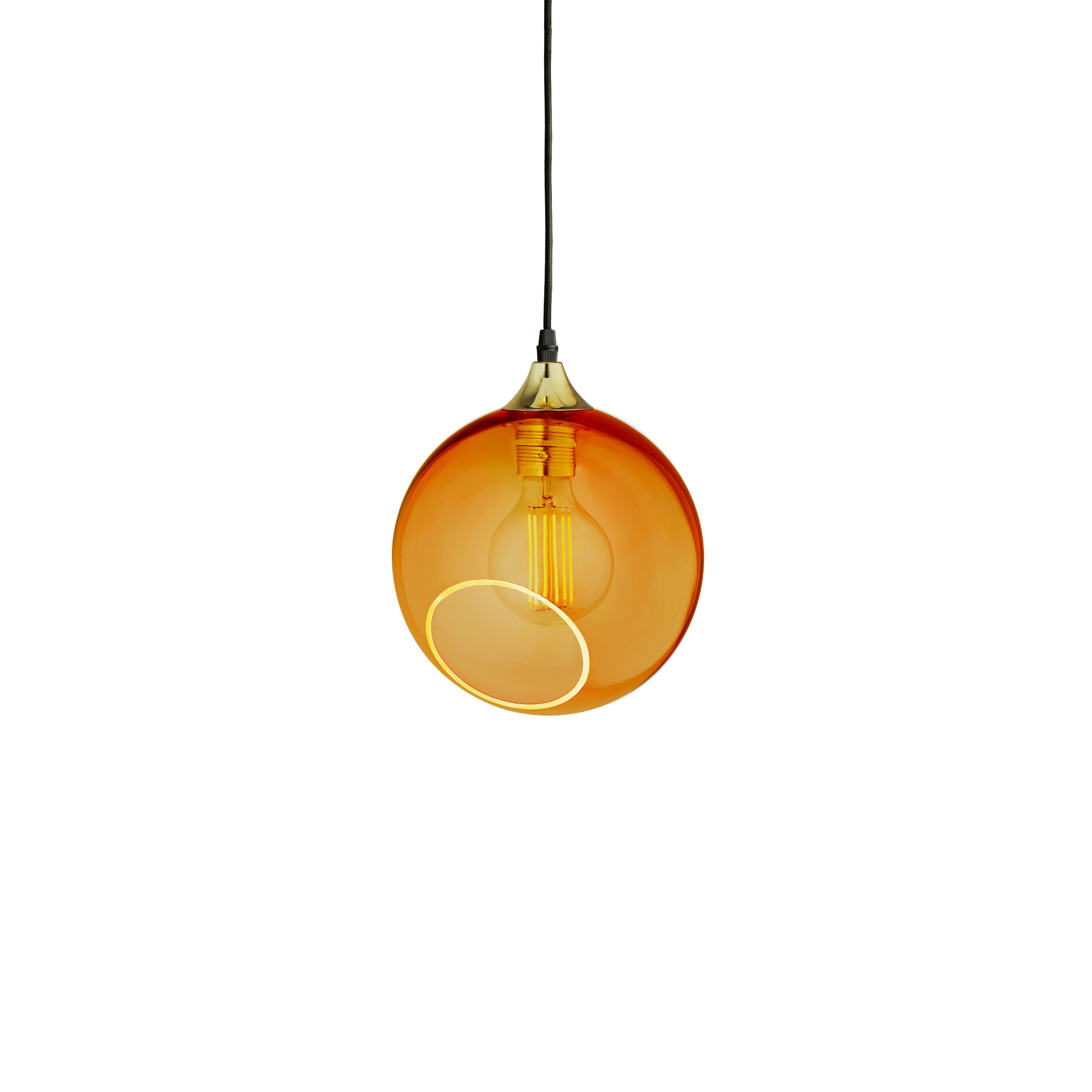 BALLROOM pendant lamp in amber with gold finish