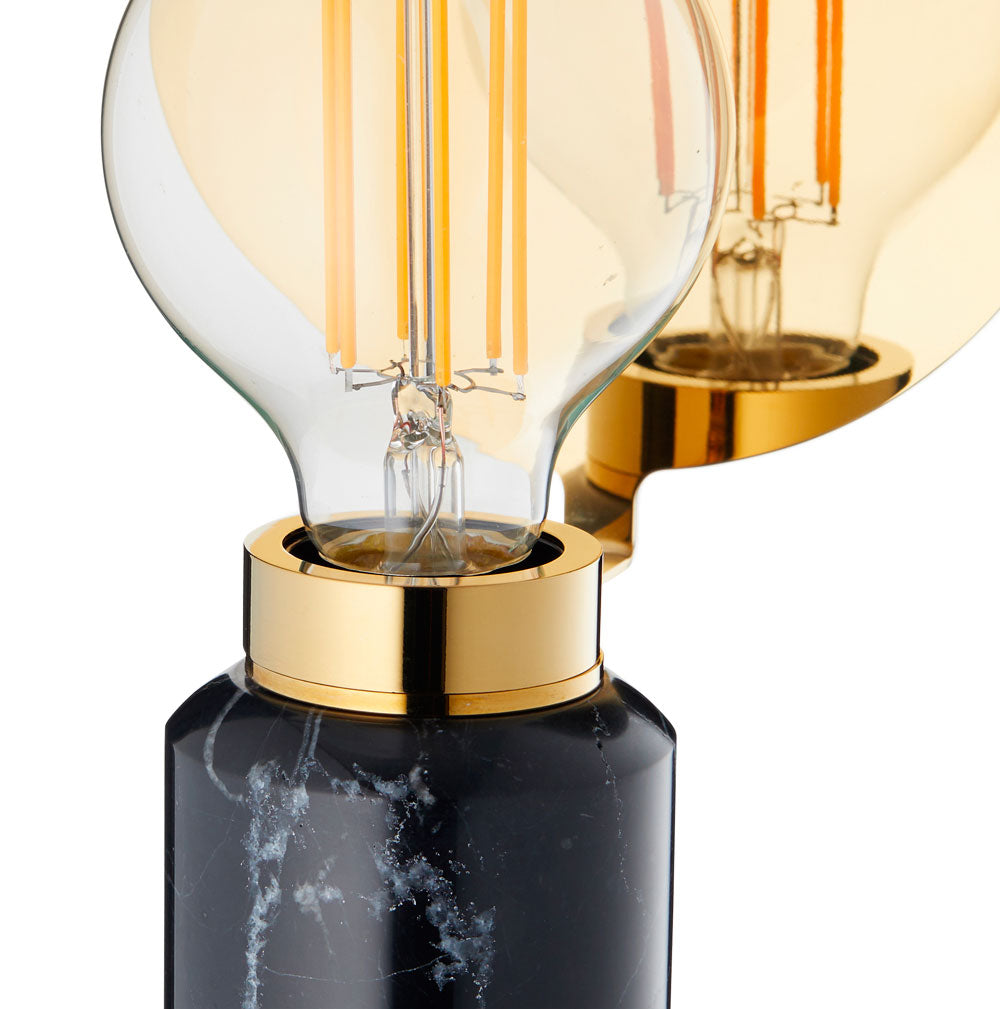 BLINDSPOT table lamp black marble with brass finish