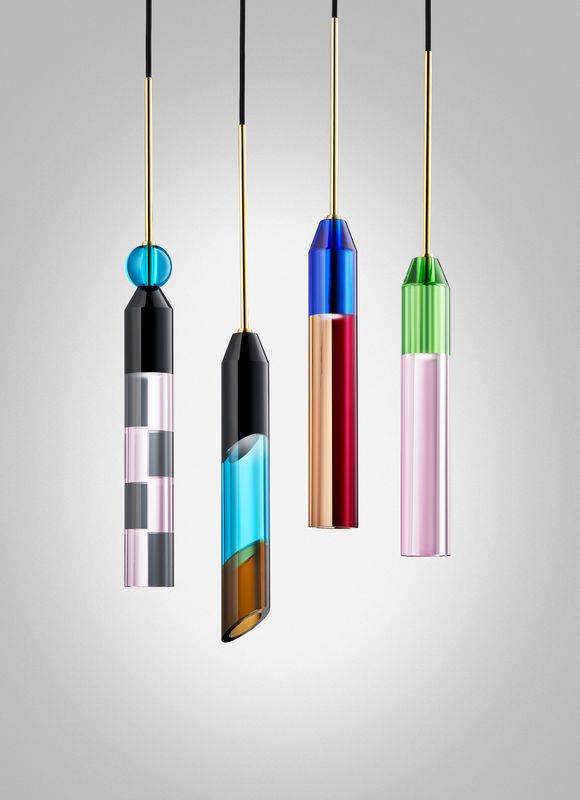 Pendelleuchte CARNIVAL NO. 3 schwarz mit blau und braun