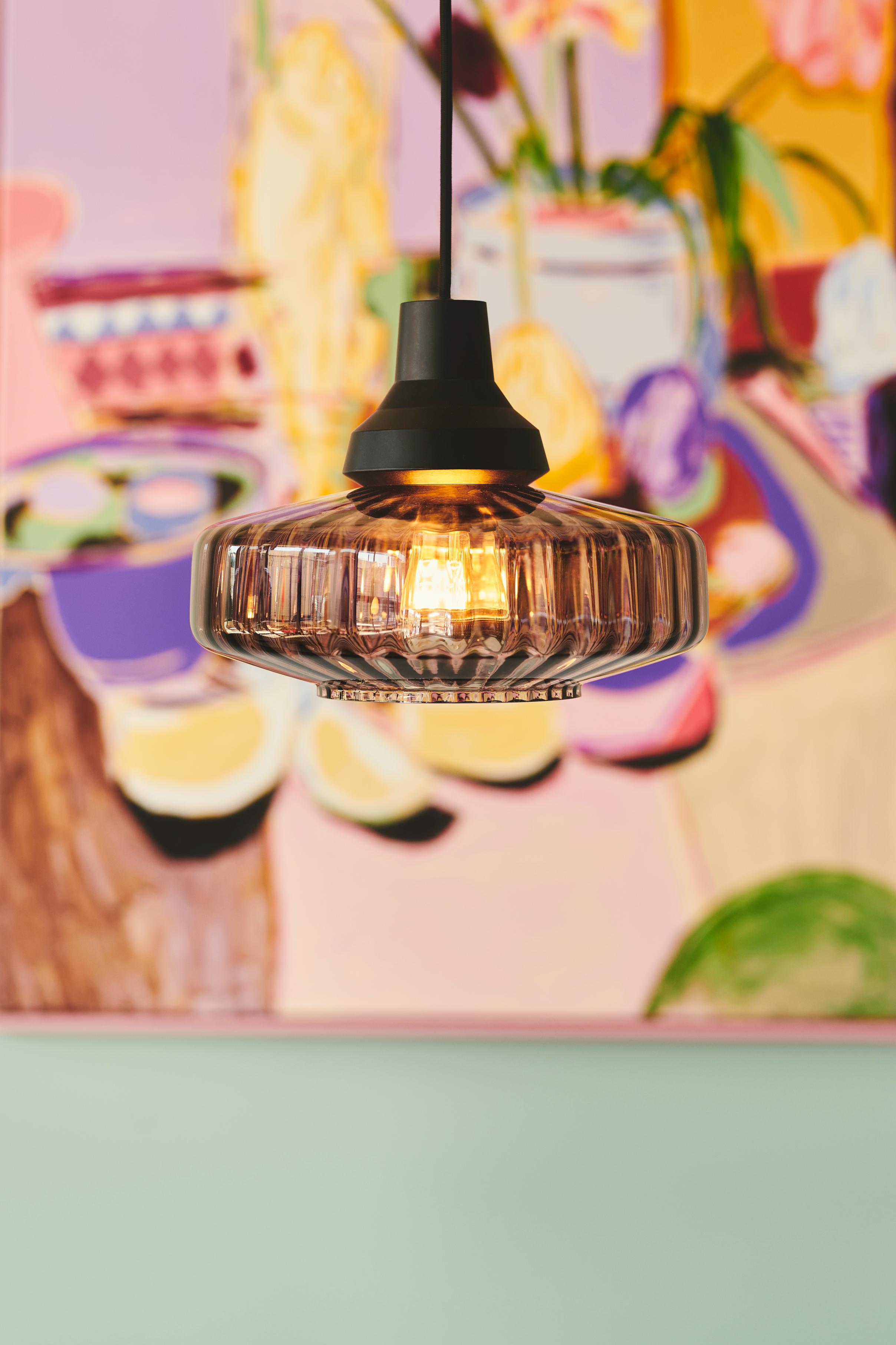 NEW WAVE OPTIC pendant lamp smoky glass with black finish