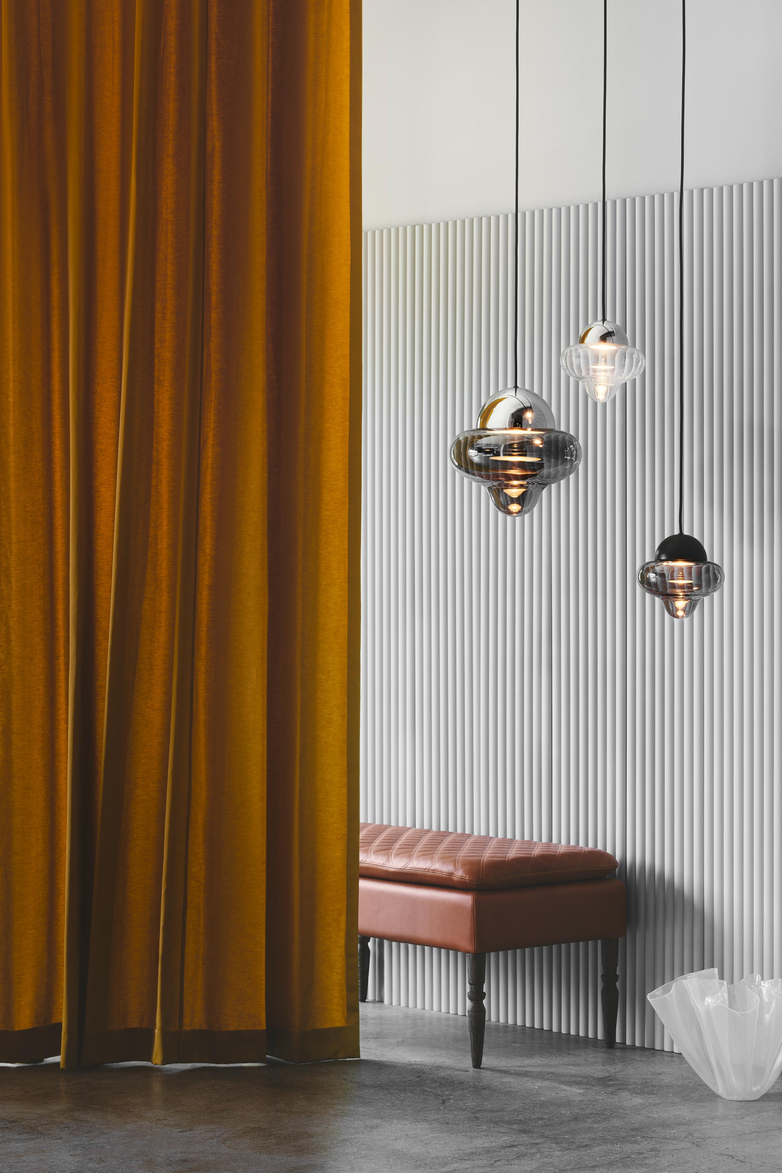 NUTTY pendant lamp smoked glass with black finish