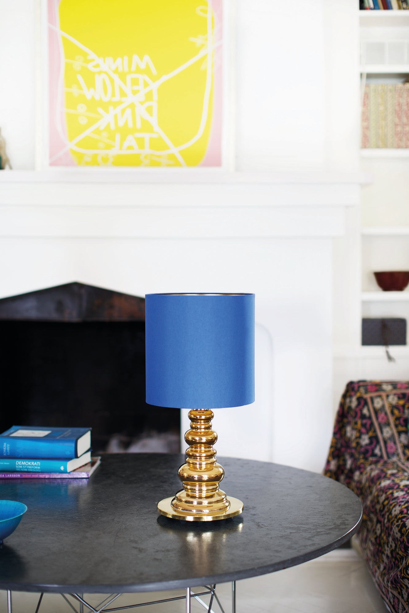 Tafellamp PUNK DELUXE blauw met gouden voet