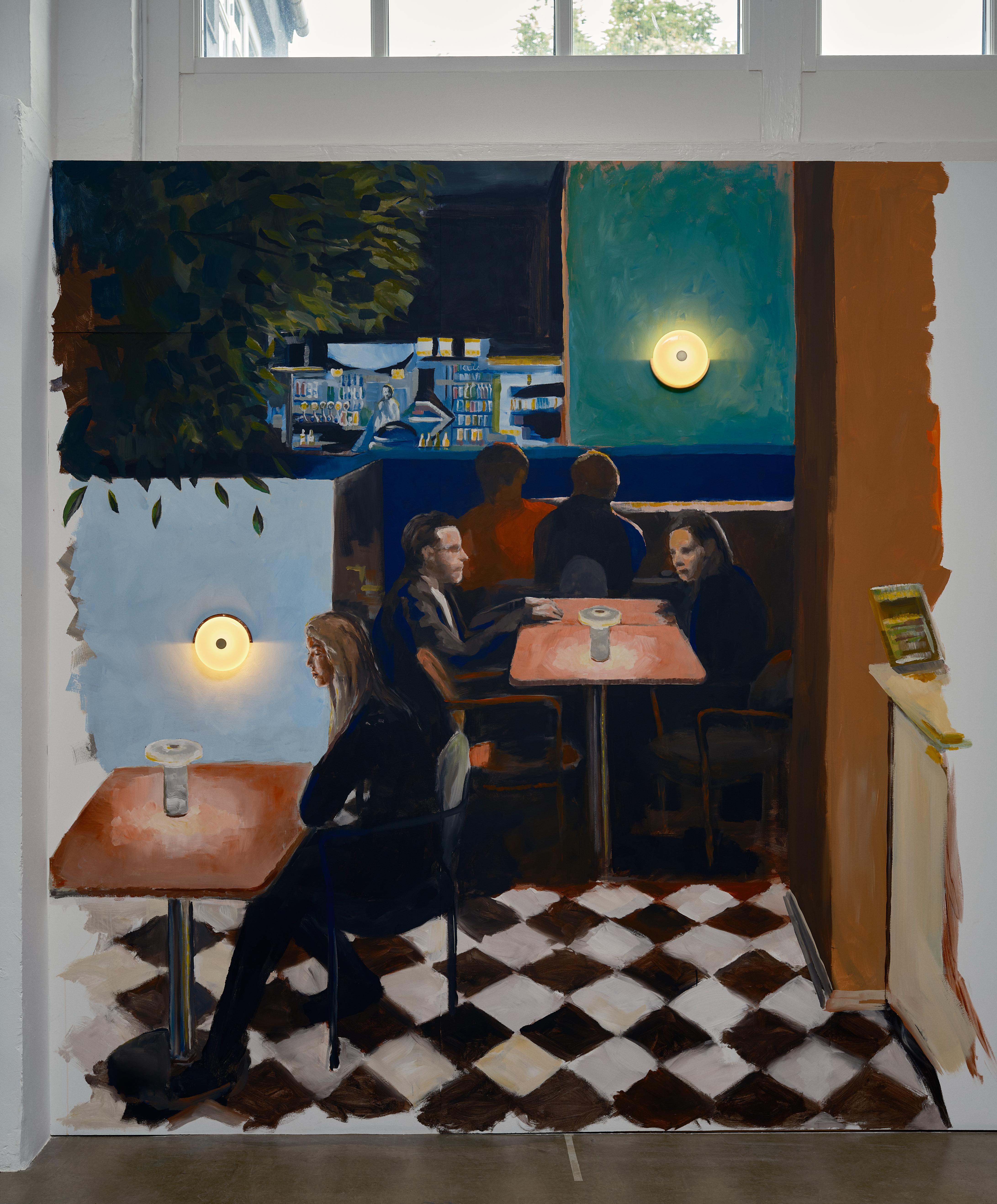 Wandlamp TRIP bruin marmer met melkachtig wit glas