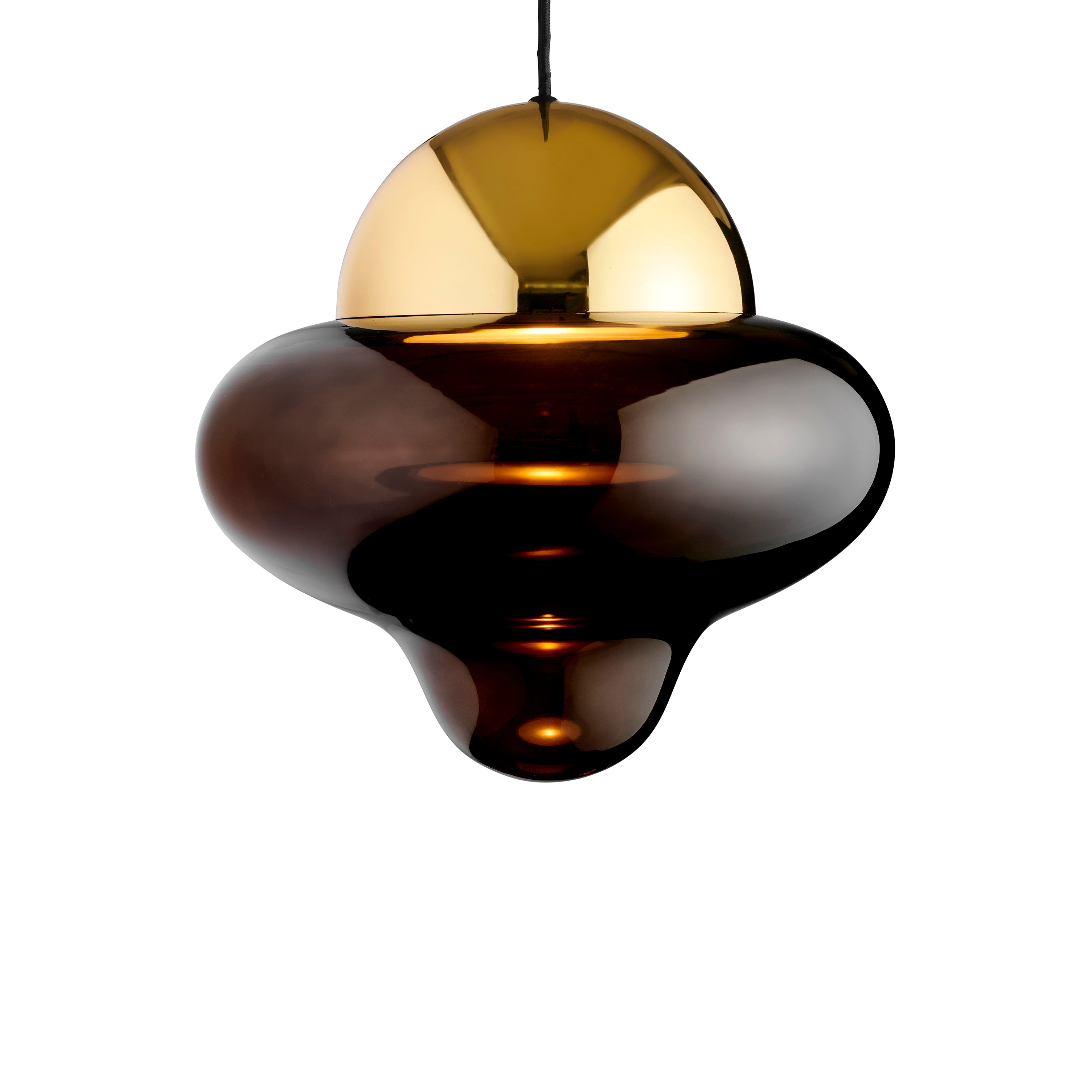 NUTTY pendant lamp brown glass with gold finish