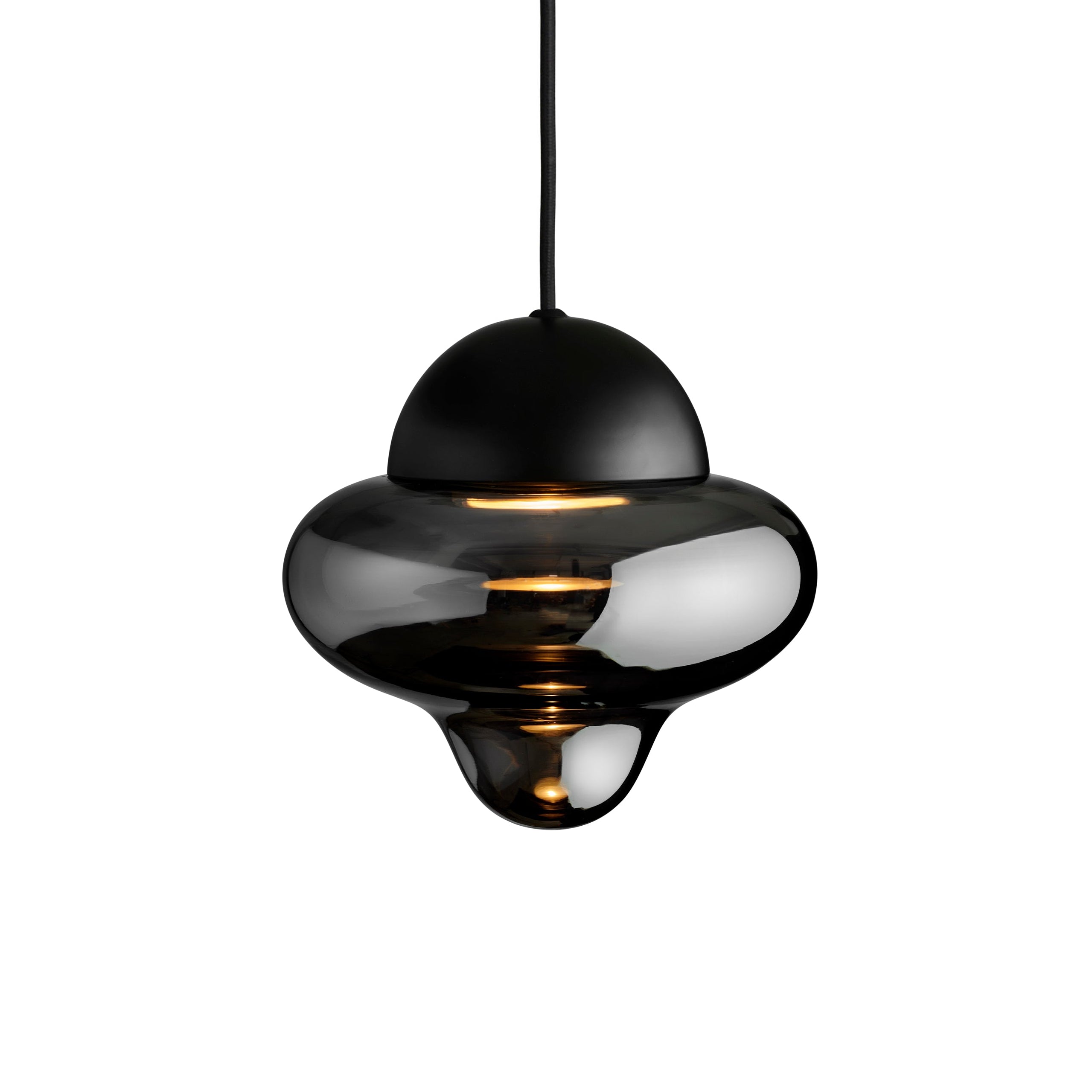 NUTTY pendant lamp smoked glass with black finish