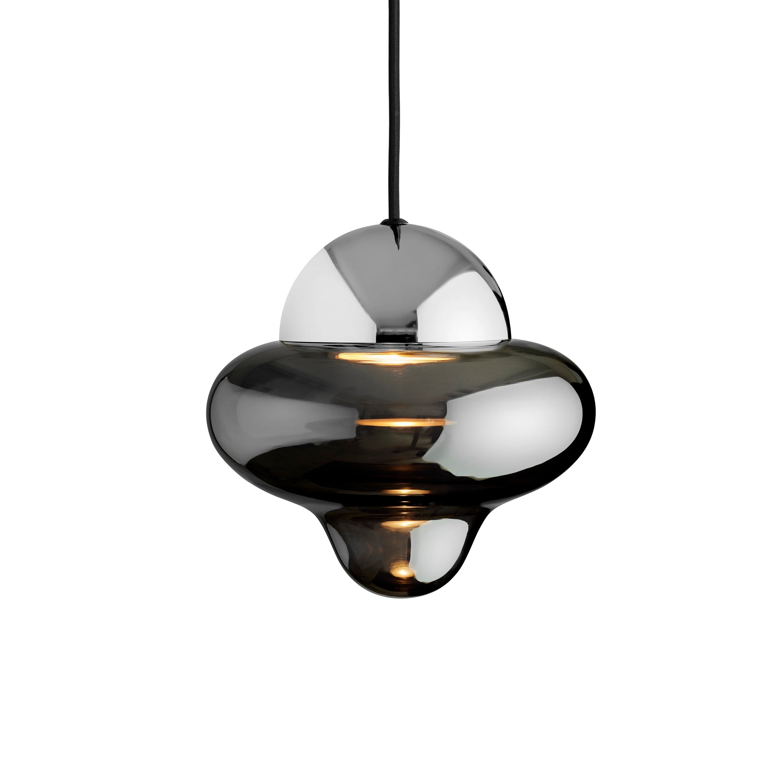 NUTTY pendant lamp with smoked glass and silver finish