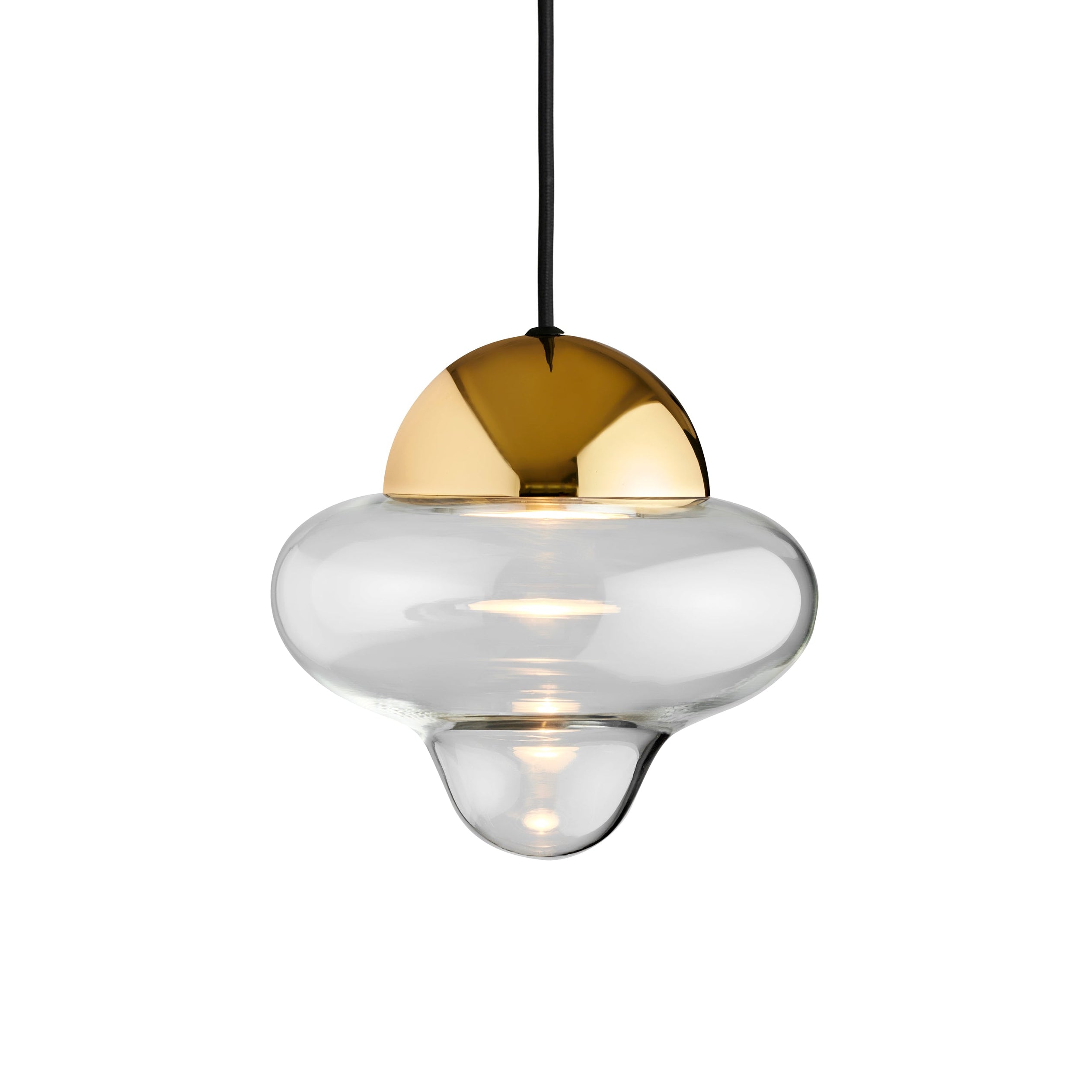Hanglamp NUTTY transparant glas met gouden afwerking