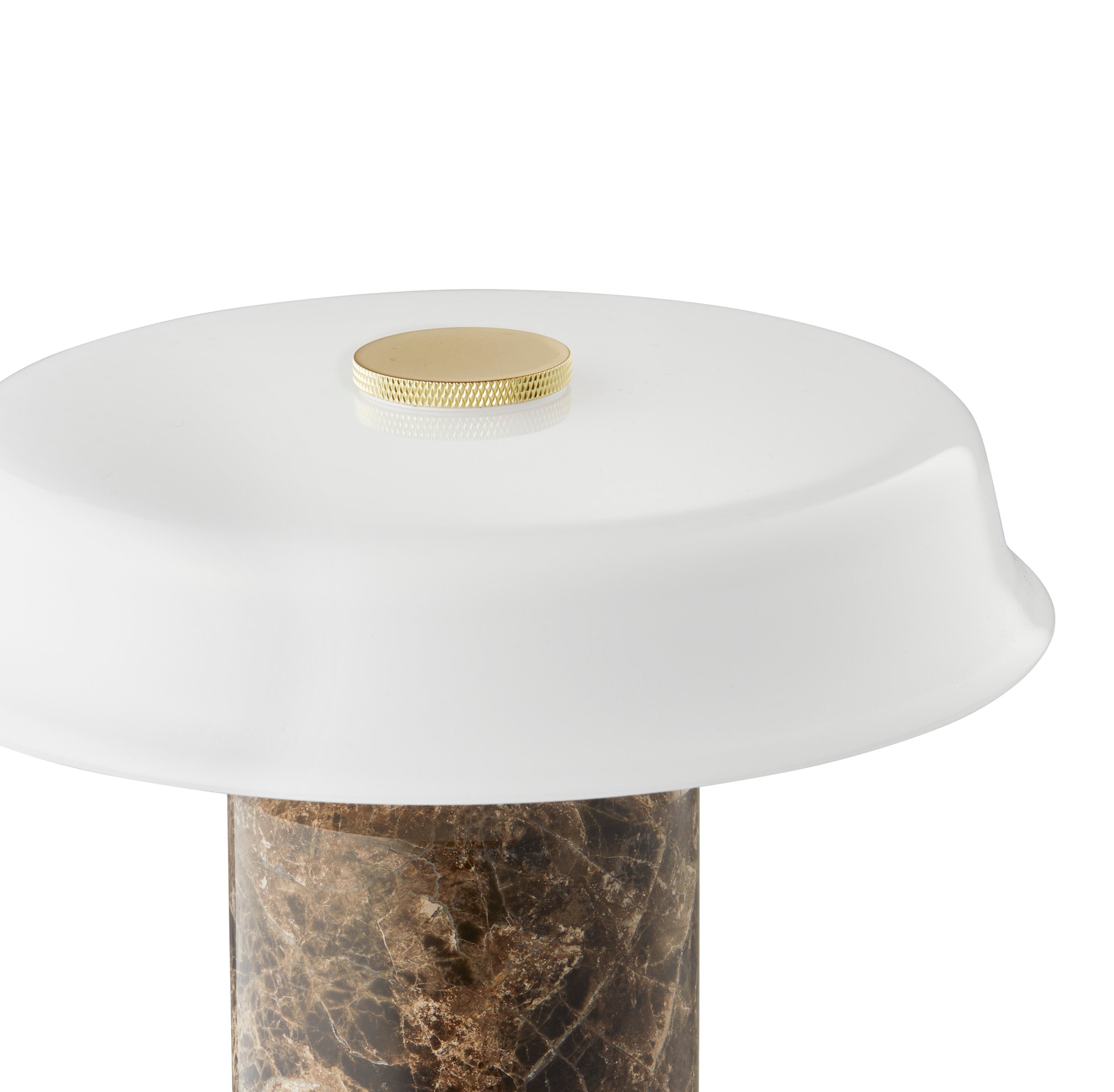 Draagbare lamp TRIP NO. 2 bruin marmer met melkachtig wit glas