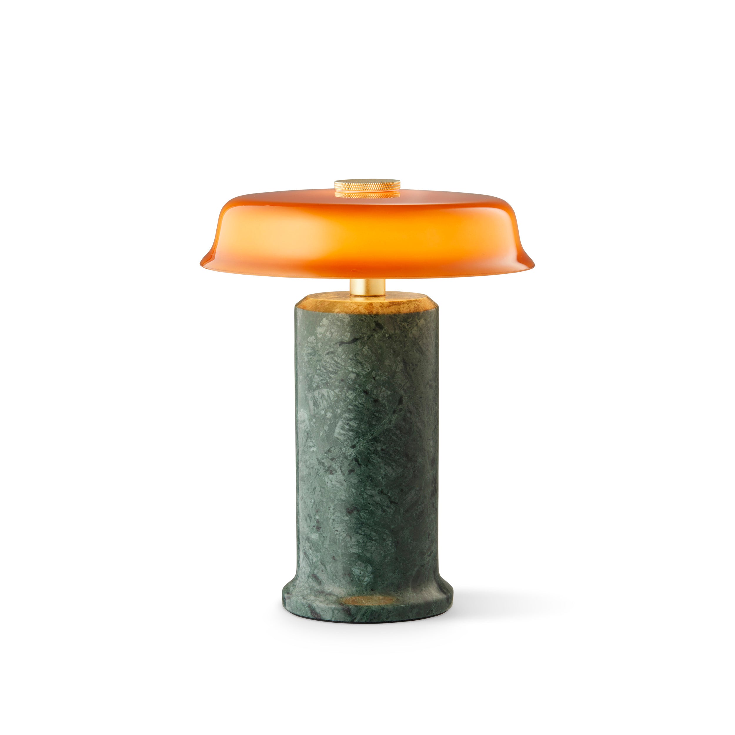 Draagbare lamp TRIP NO. 2 groene marmer met amberkleurig glas