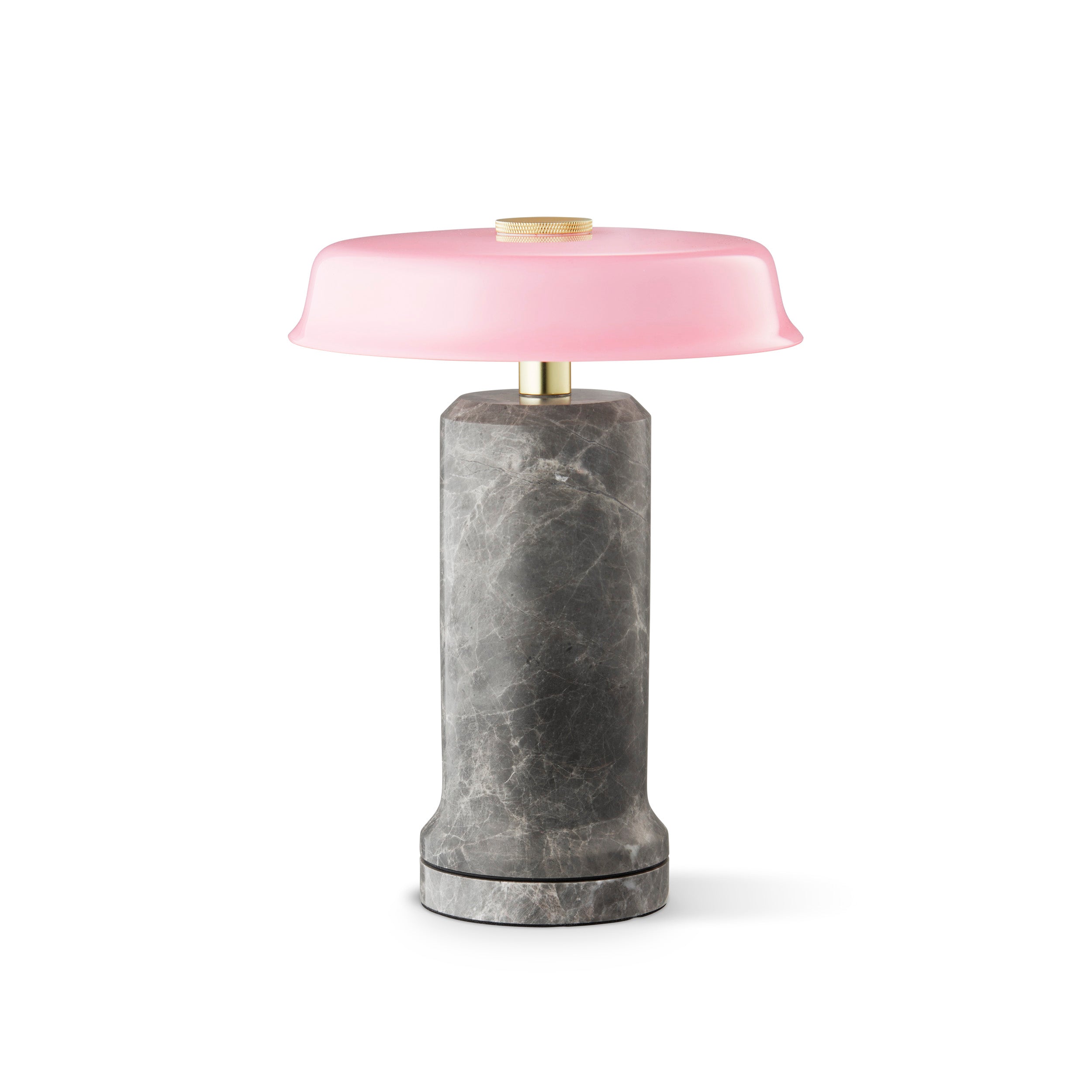 Tragbare Lampe TRIP NO. 2 silberner Marmor mit rosa Glas