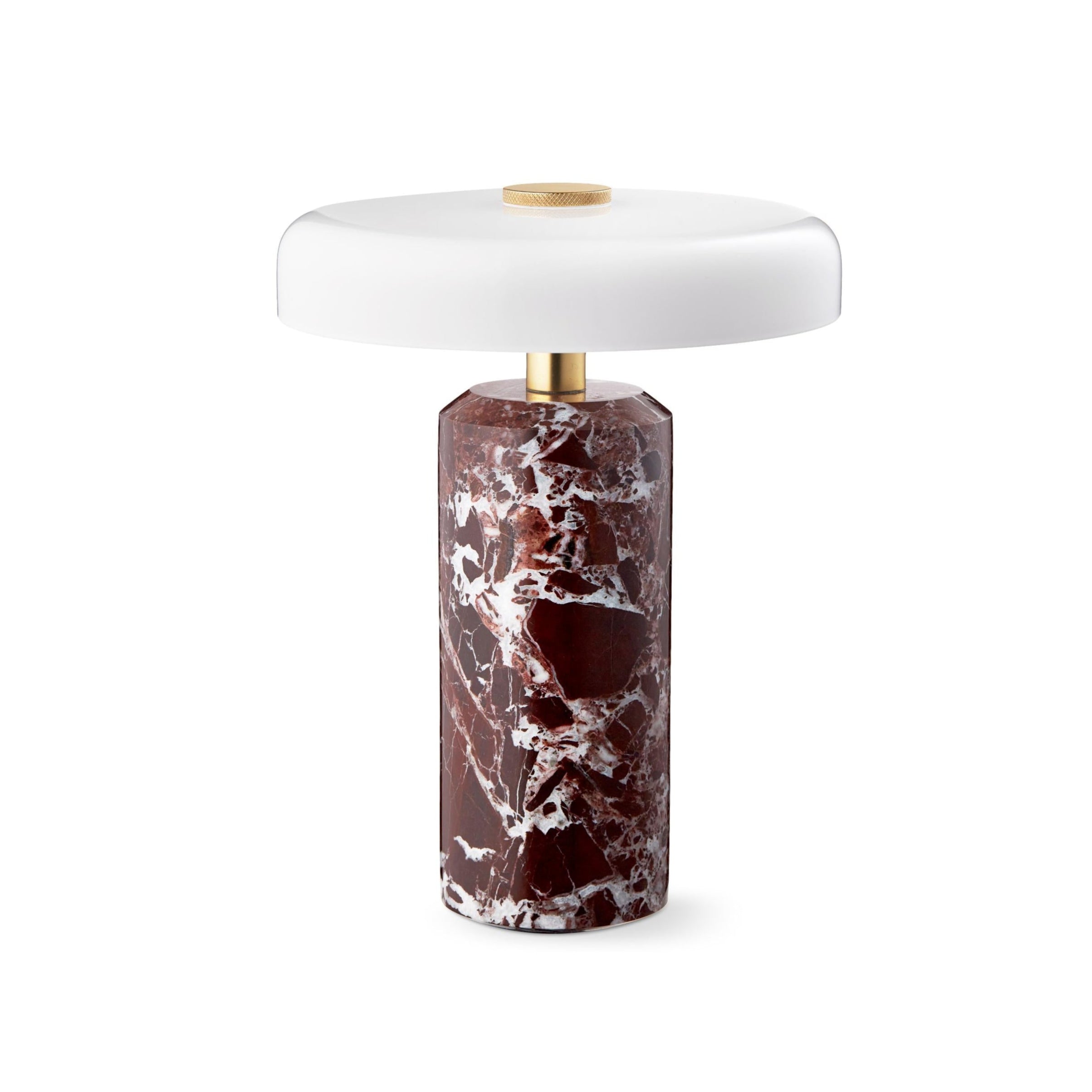 Portable lamp TRIP burgundy marble with milky white glass