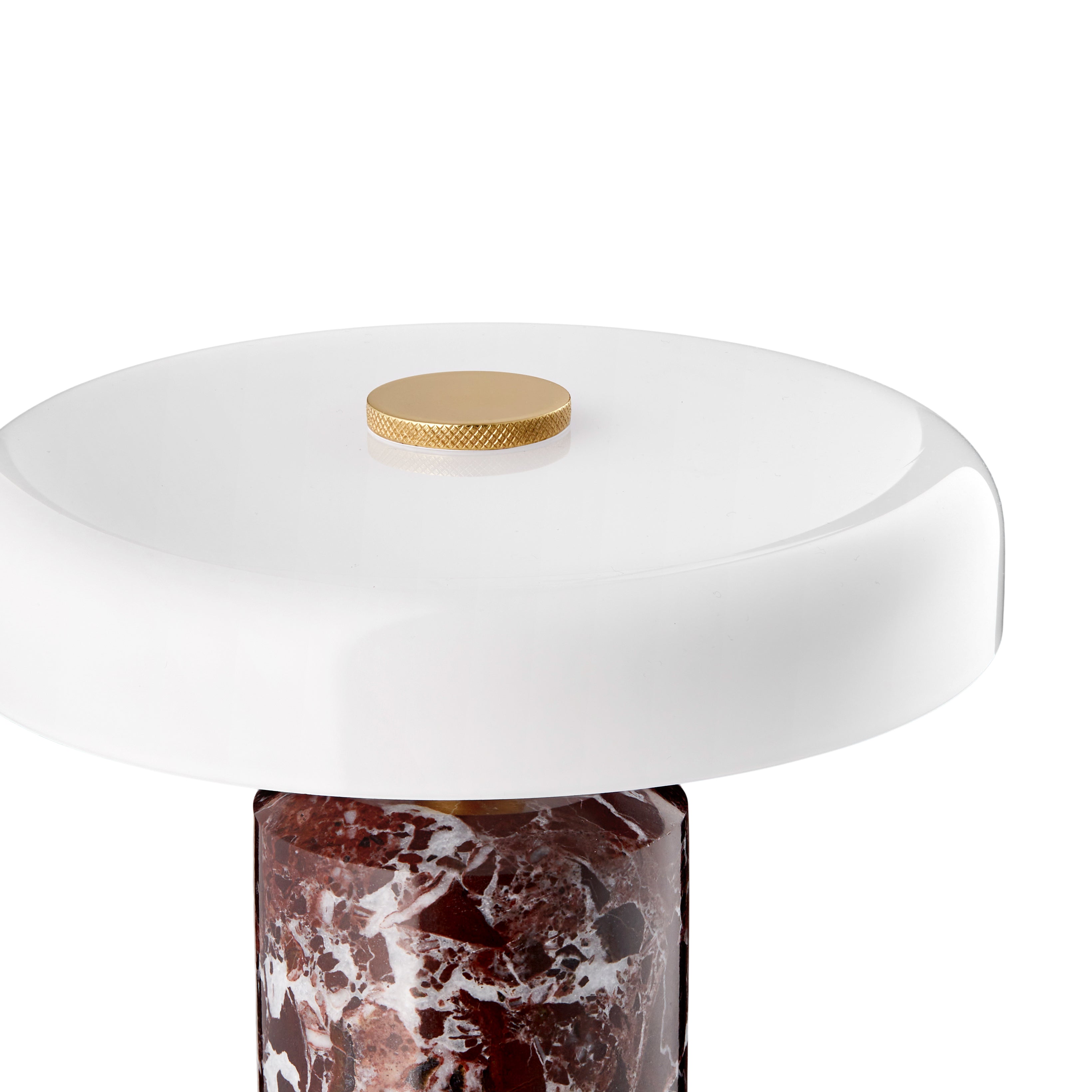 Portable lamp TRIP burgundy marble with milky white glass