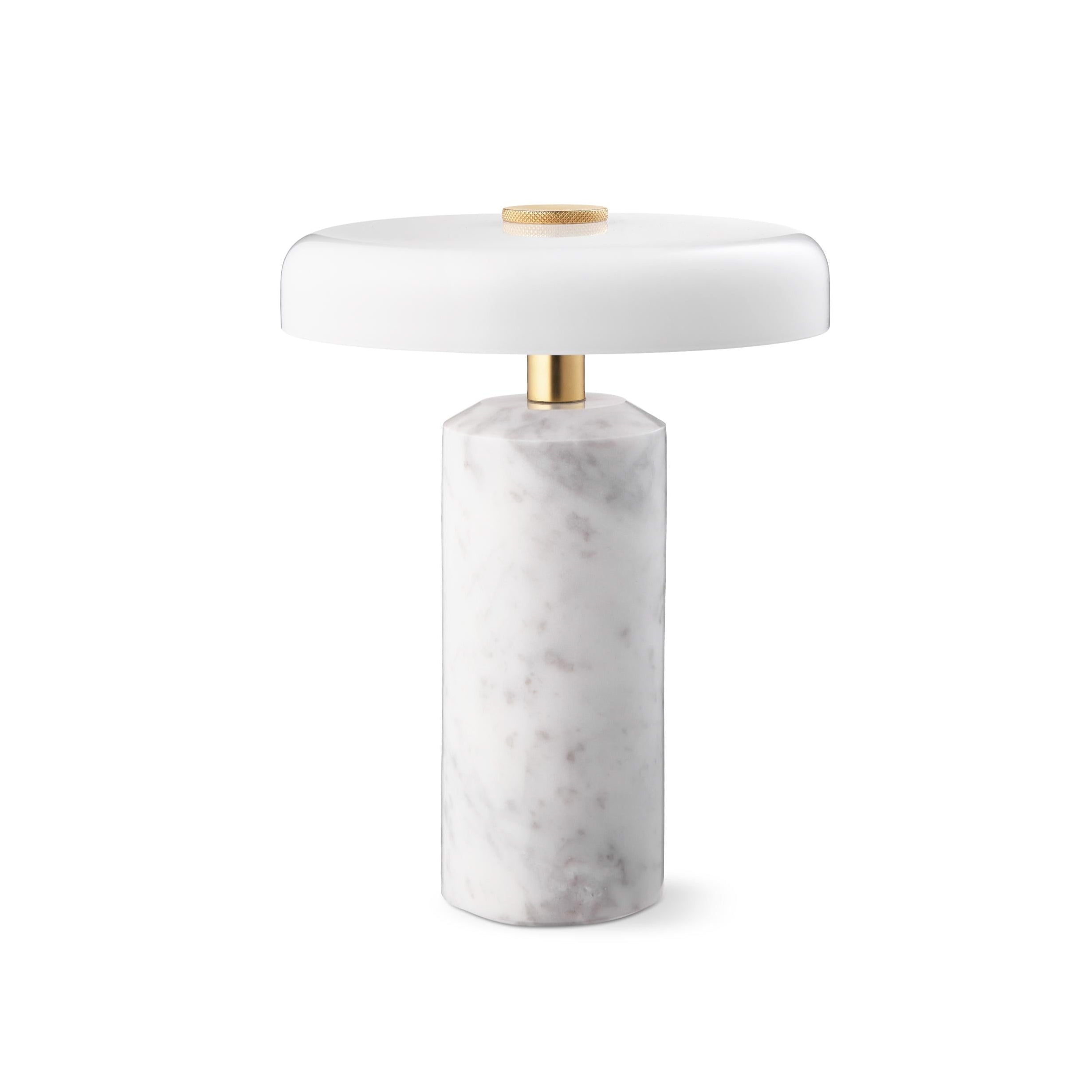 Portable lamp TRIP white marble with milky white glass