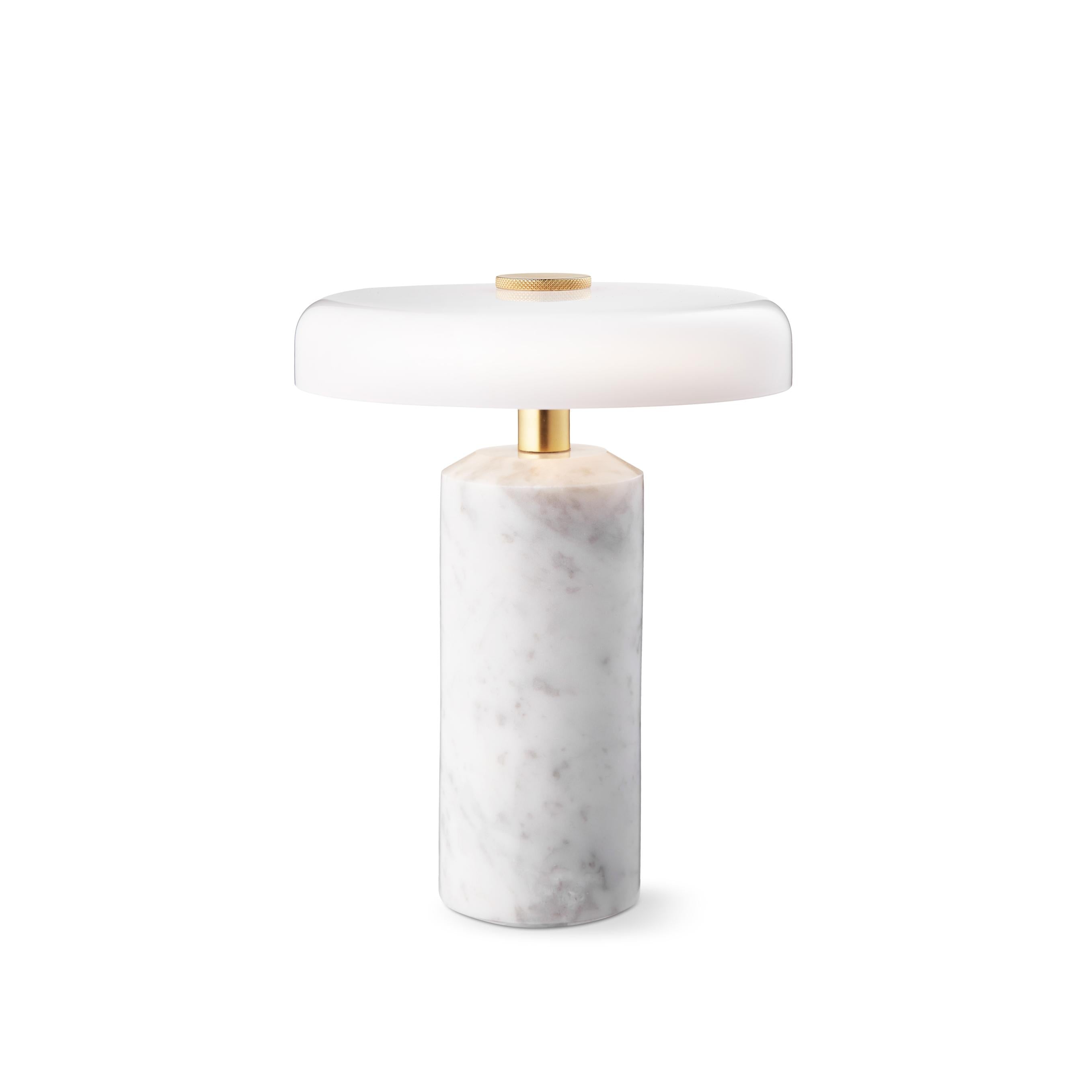 Portable lamp TRIP white marble with milky white glass