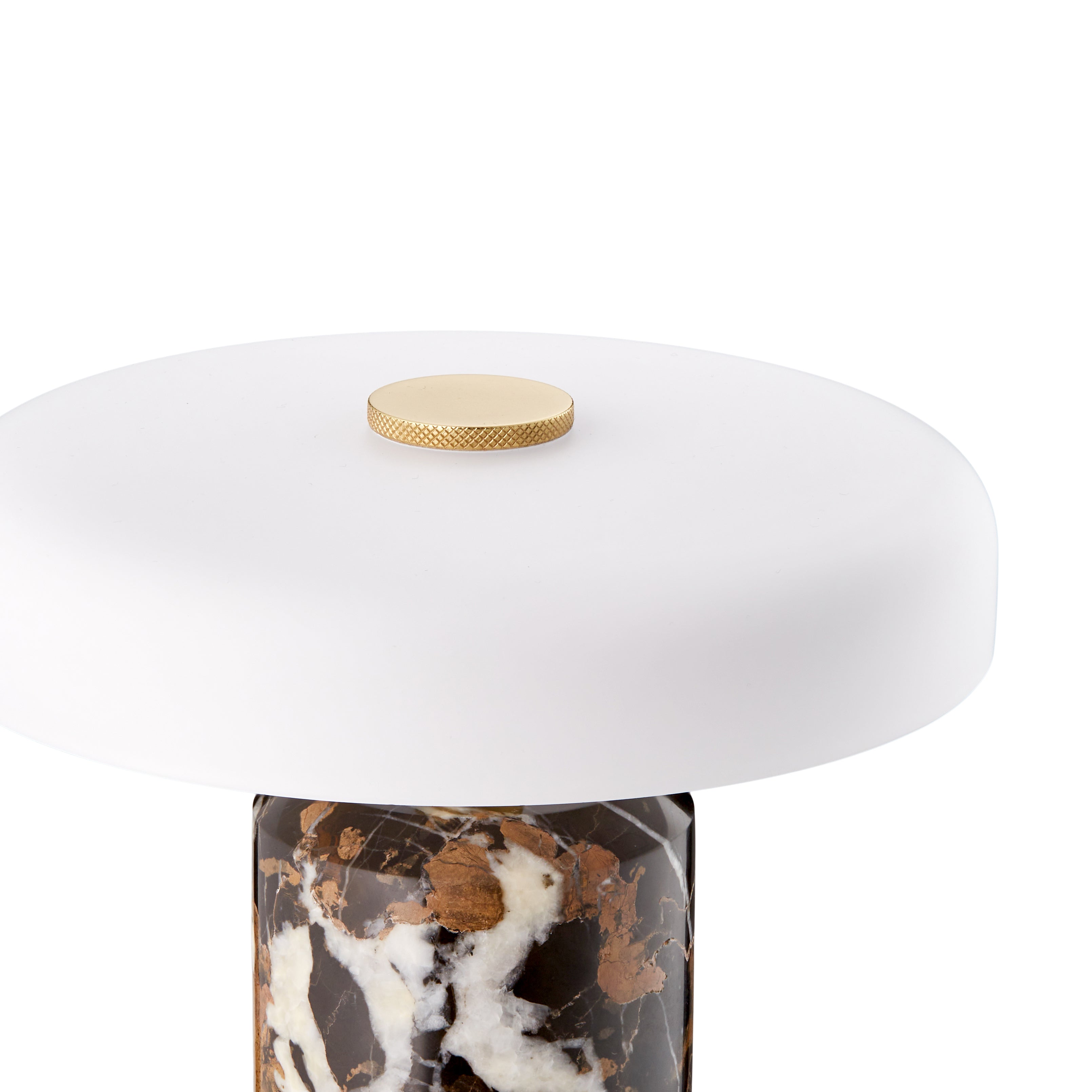 Draagbare lamp TRIP zwart-bruin marmer met melkachtig wit glas